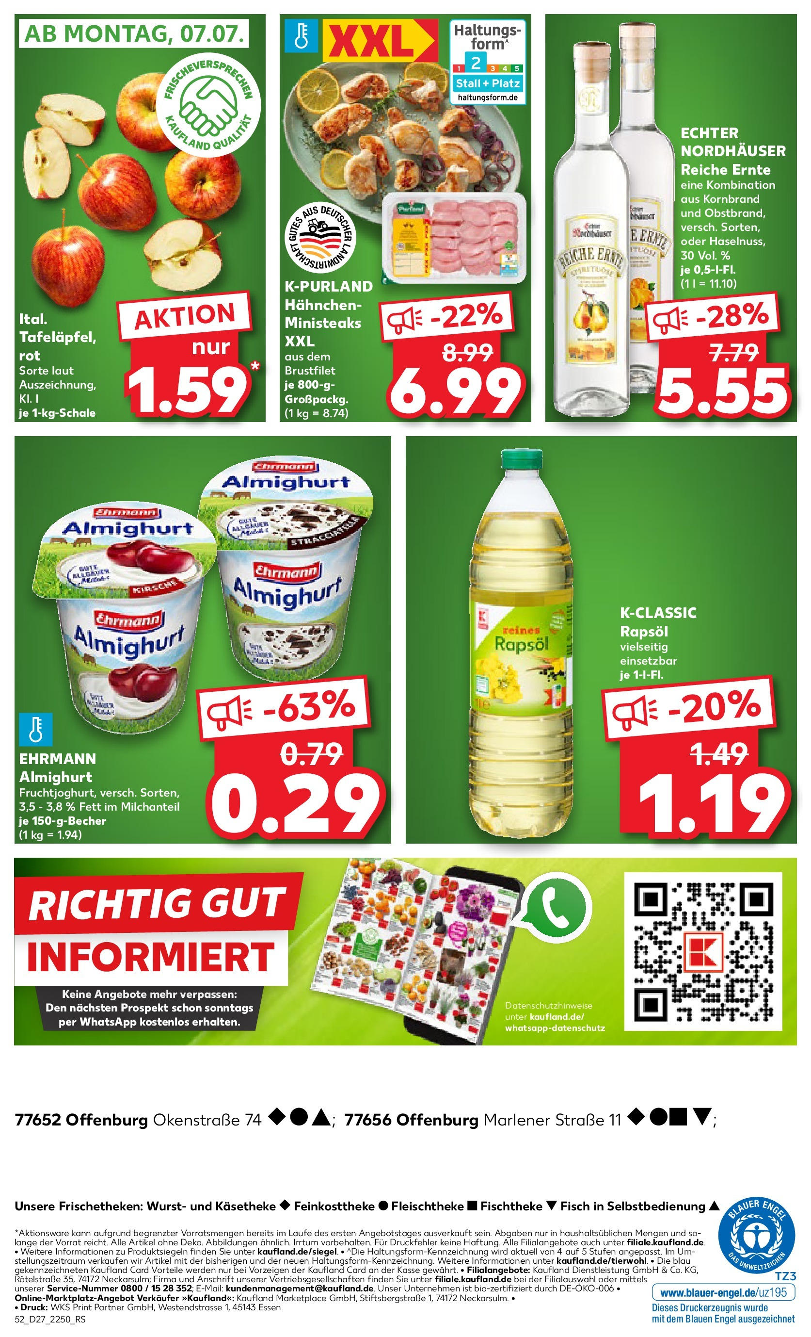 Prospekt Kaufland ab 03.07.2025 » Angebote und Werbung Online | Seite: 52 | Produkte: Hahnchen, Ehrmann almighurt, Rapsöl, Wurst Prospekt Kaufland ab 03.07.2025 » Angebote Online zum Blättern | Seite: 52 | Produkte: Hahnchen, Ehrmann almighurt, Rapsöl, Wurst
