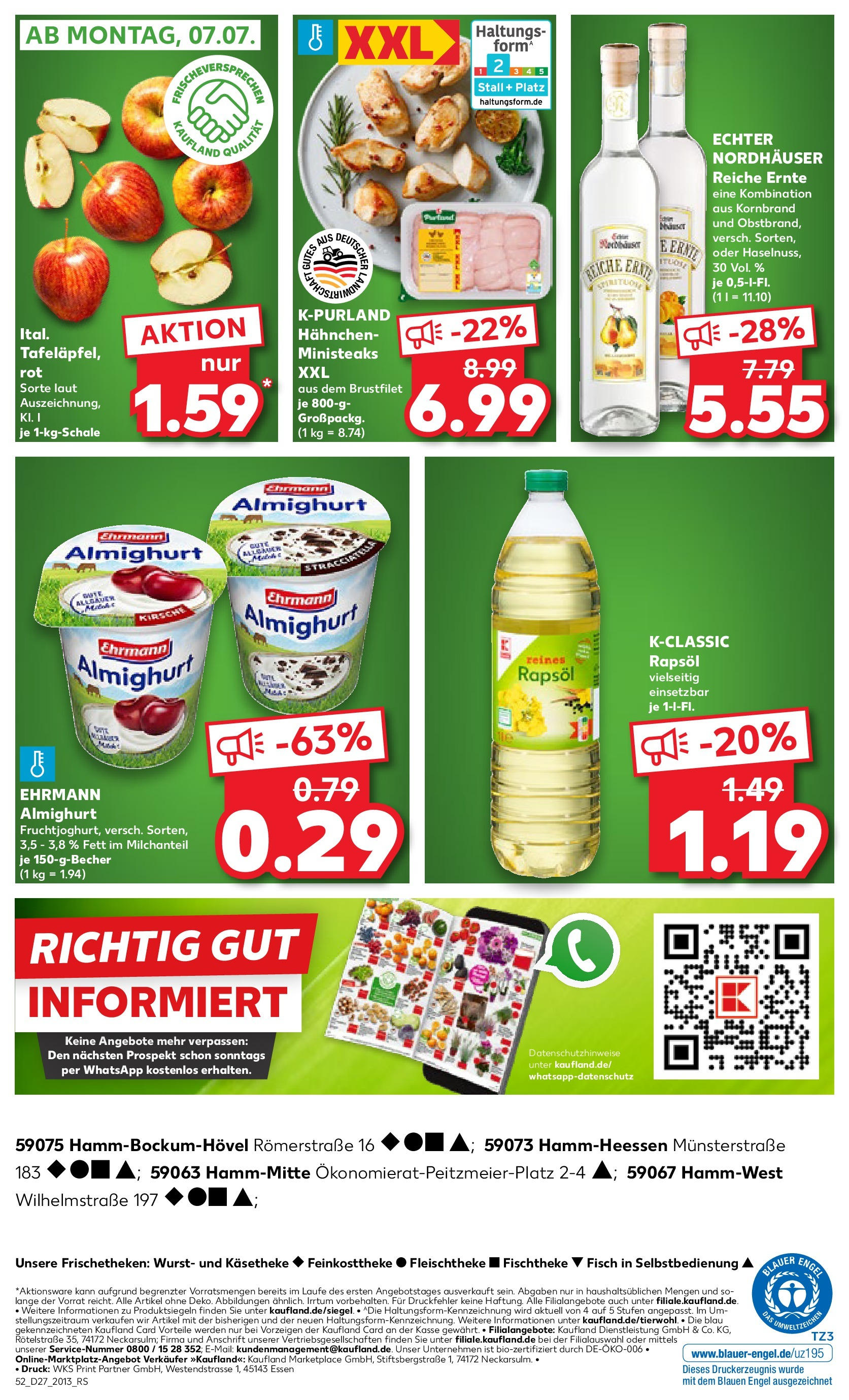 Prospekt Kaufland ab 03.07.2025 » Angebote und Werbung Online | Seite: 52 | Produkte: Hahnchen, Ehrmann almighurt, Rapsöl, Wurst Prospekt Kaufland ab 03.07.2025 » Angebote Online zum Blättern | Seite: 52 | Produkte: Hahnchen, Ehrmann almighurt, Rapsöl, Wurst