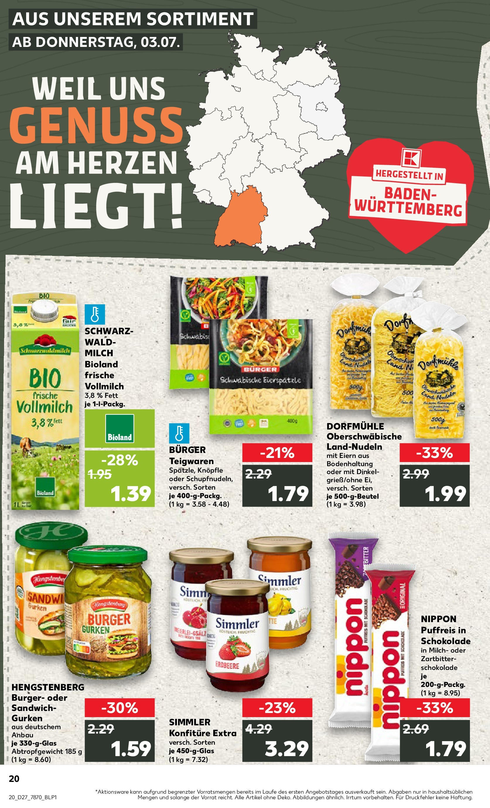 Prospekt Kaufland ab 03.07.2025 » Angebote und Werbung Online | Seite: 20 | Produkte: Milch, Schokolade, Burger, Pasta Prospekt Kaufland ab 03.07.2025 » Angebote Online zum Blättern | Seite: 20 | Produkte: Milch, Schokolade, Burger, Pasta