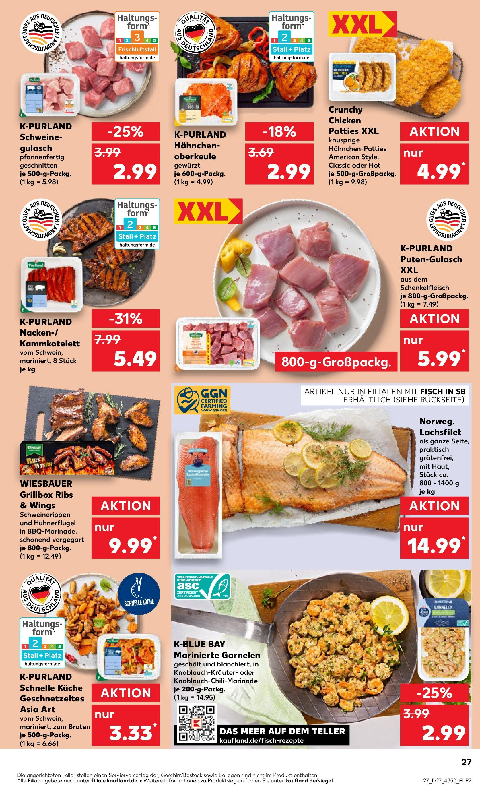 Prospekt Kaufland ab 03.07.2025 » Angebote Online zum Blättern | Seite: 27 | Produkte: Küche, Garnelen, Fisch, Gulasch