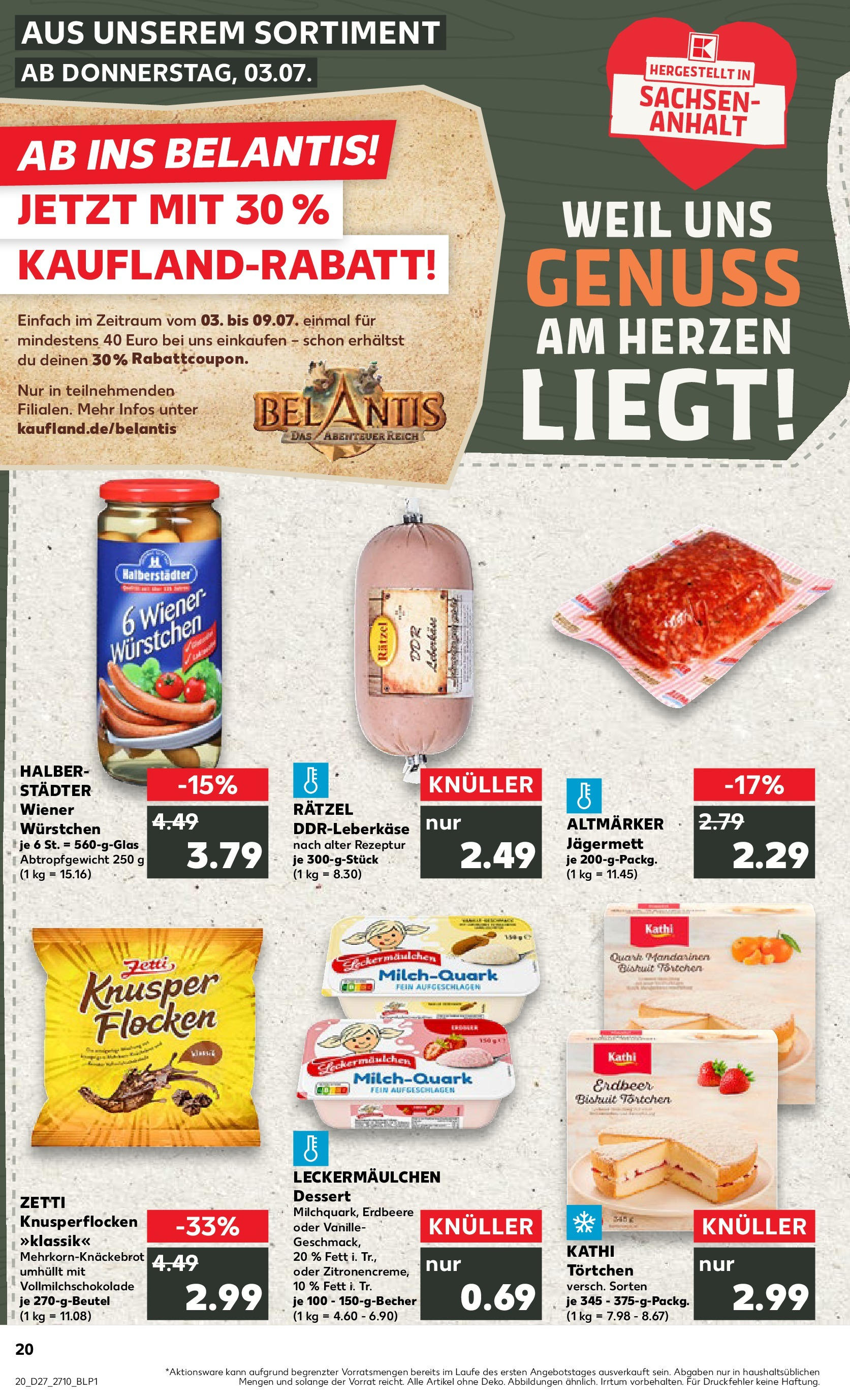 Prospekt Kaufland ab 03.07.2025 » Angebote und Werbung Online | Seite: 20 | Produkte: Wiener wurstchen, Quark, Mandarinen, Leberkase Prospekt Kaufland ab 03.07.2025 » Angebote Online zum Blättern | Seite: 20 | Produkte: Wiener wurstchen, Quark, Mandarinen, Leberkase
