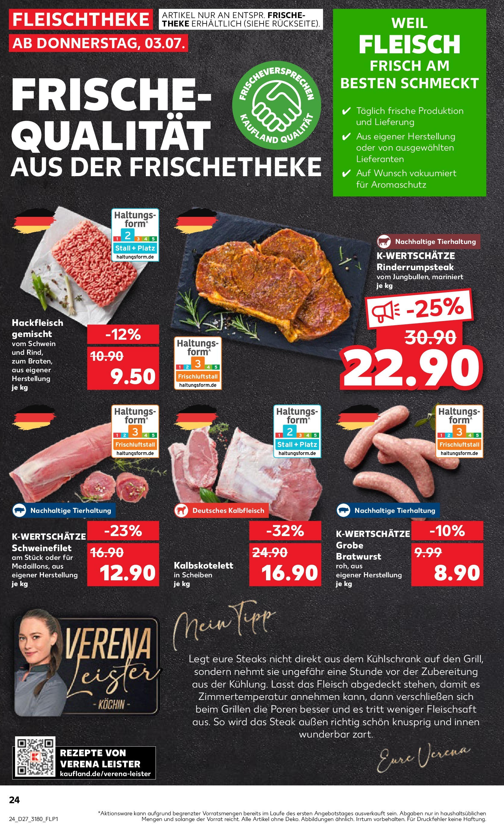 Prospekt Kaufland ab 03.07.2025 » Angebote Online zum Blättern | Seite: 24 | Produkte: Theke, Kühlschrank, Fleisch, Hackfleisch