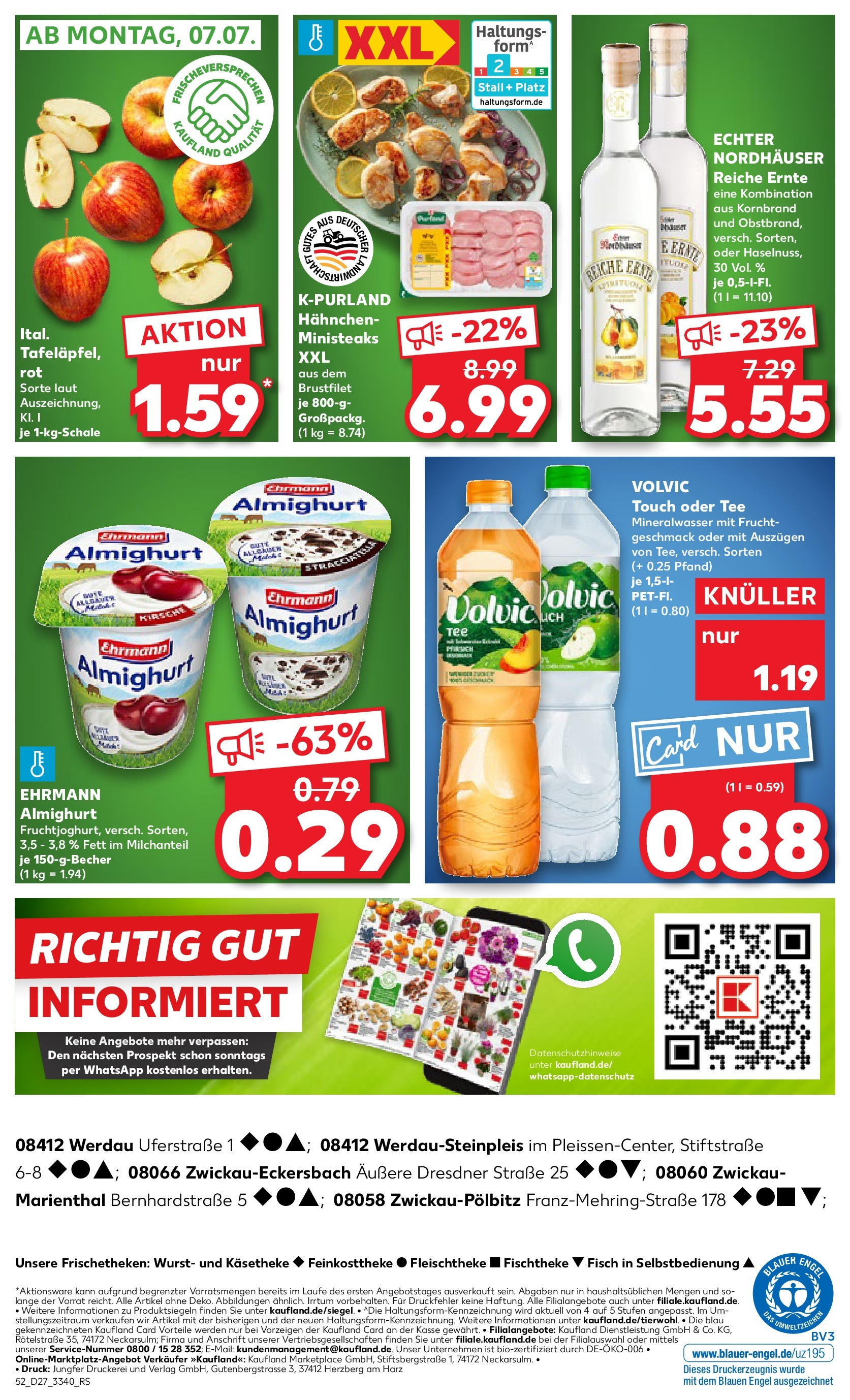Prospekt Kaufland ab 03.07.2025 » Angebote und Werbung Online | Seite: 52 | Produkte: Hahnchen, Ehrmann almighurt, Wurst, Volvic Prospekt Kaufland ab 03.07.2025 » Angebote Online zum Blättern | Seite: 52 | Produkte: Hahnchen, Ehrmann almighurt, Wurst, Volvic