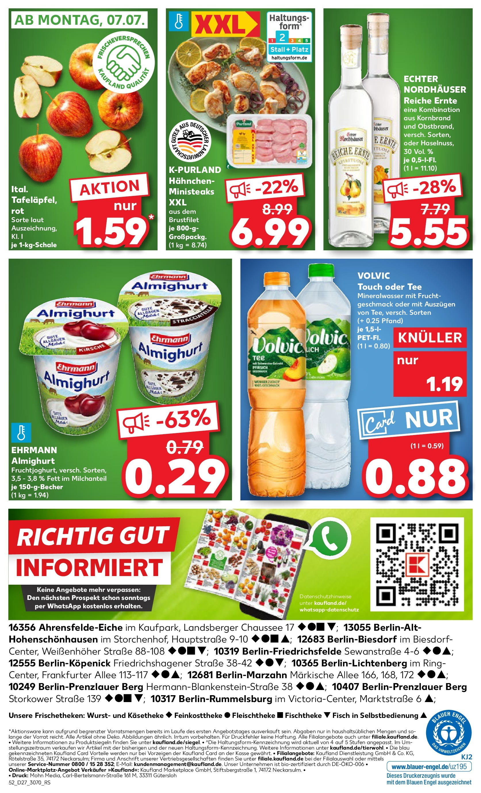 Prospekt Kaufland ab 03.07.2025 » Angebote Online zum Blättern | Seite: 52 | Produkte: Hahnchen, Volvic touch, Wurst, Tee