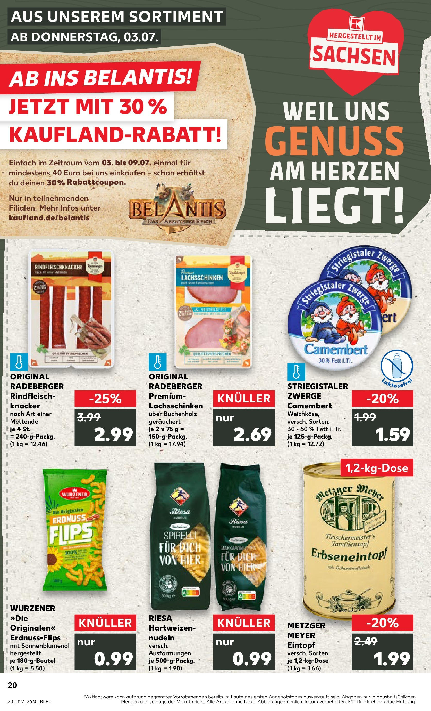 Prospekt Kaufland ab 03.07.2025 » Angebote und Werbung Online | Seite: 20 | Produkte: Sonnenblumenol, Schweinefleisch, Nudeln, Rindfleisch Prospekt Kaufland ab 03.07.2025 » Angebote Online zum Blättern | Seite: 20 | Produkte: Sonnenblumenol, Schweinefleisch, Nudeln, Rindfleisch