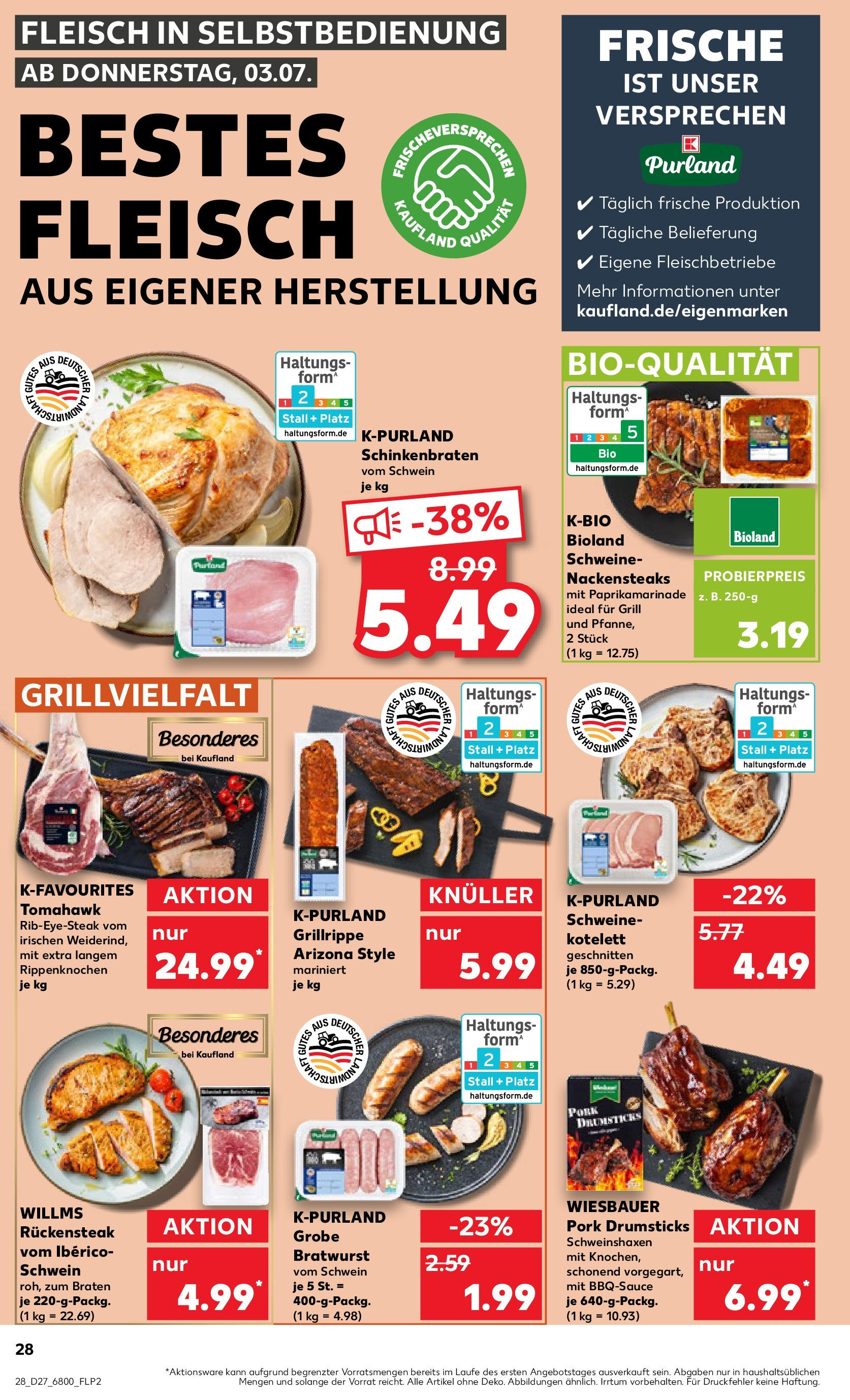 Prospekt Kaufland ab 03.07.2025 » Angebote Online zum Blättern | Seite: 28 | Produkte: Nackensteaks, Grill, Steak, Fleisch