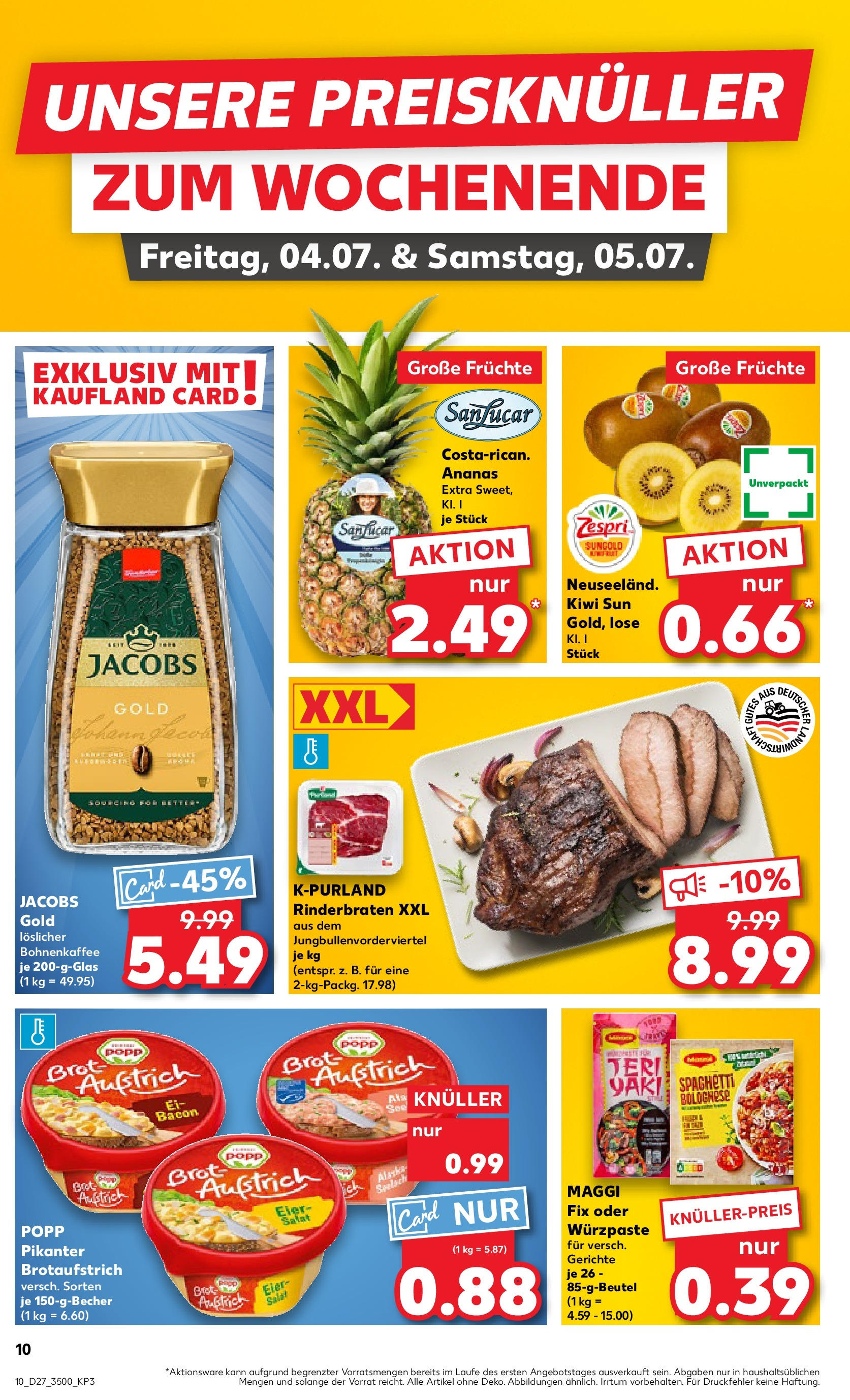 Prospekt Kaufland ab 03.07.2025 » Angebote und Werbung Online | Seite: 10 | Produkte: Rinderbraten, Maggi, Eier, Salat Prospekt Kaufland ab 03.07.2025 » Angebote Online zum Blättern | Seite: 10 | Produkte: Rinderbraten, Maggi, Eier, Salat