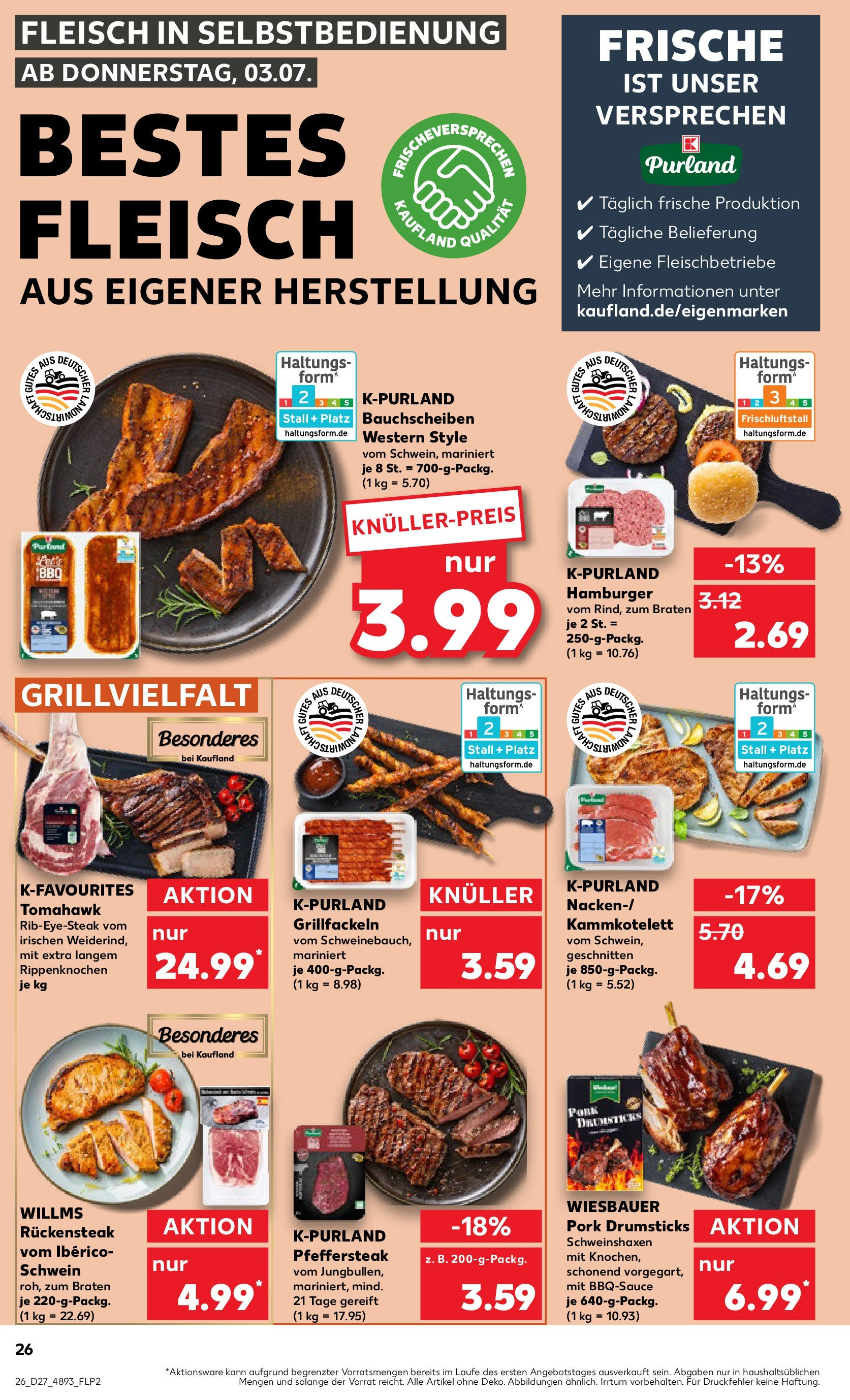 Prospekt Kaufland ab 03.07.2025 » Angebote und Werbung Online | Seite: 26 | Produkte: Fleisch Prospekt Kaufland ab 03.07.2025 » Angebote Online zum Blättern | Seite: 26 | Produkte: Fleisch