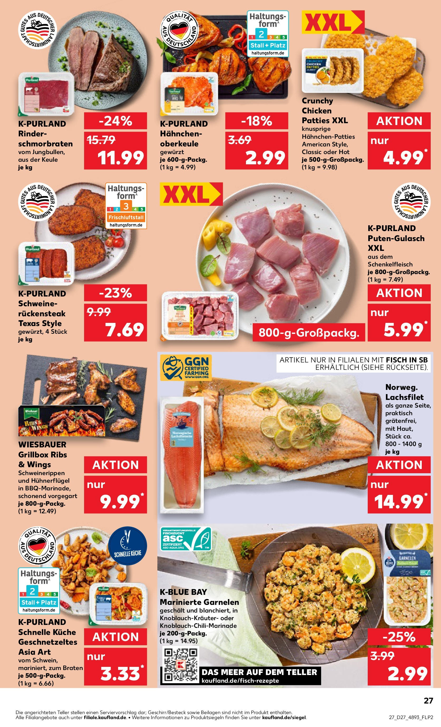 Prospekt Kaufland ab 03.07.2025 » Angebote und Werbung Online | Seite: 27 | Produkte: Hahnchen, Küche, Garnelen, Steak Prospekt Kaufland ab 03.07.2025 » Angebote Online zum Blättern | Seite: 27 | Produkte: Hahnchen, Küche, Garnelen, Steak