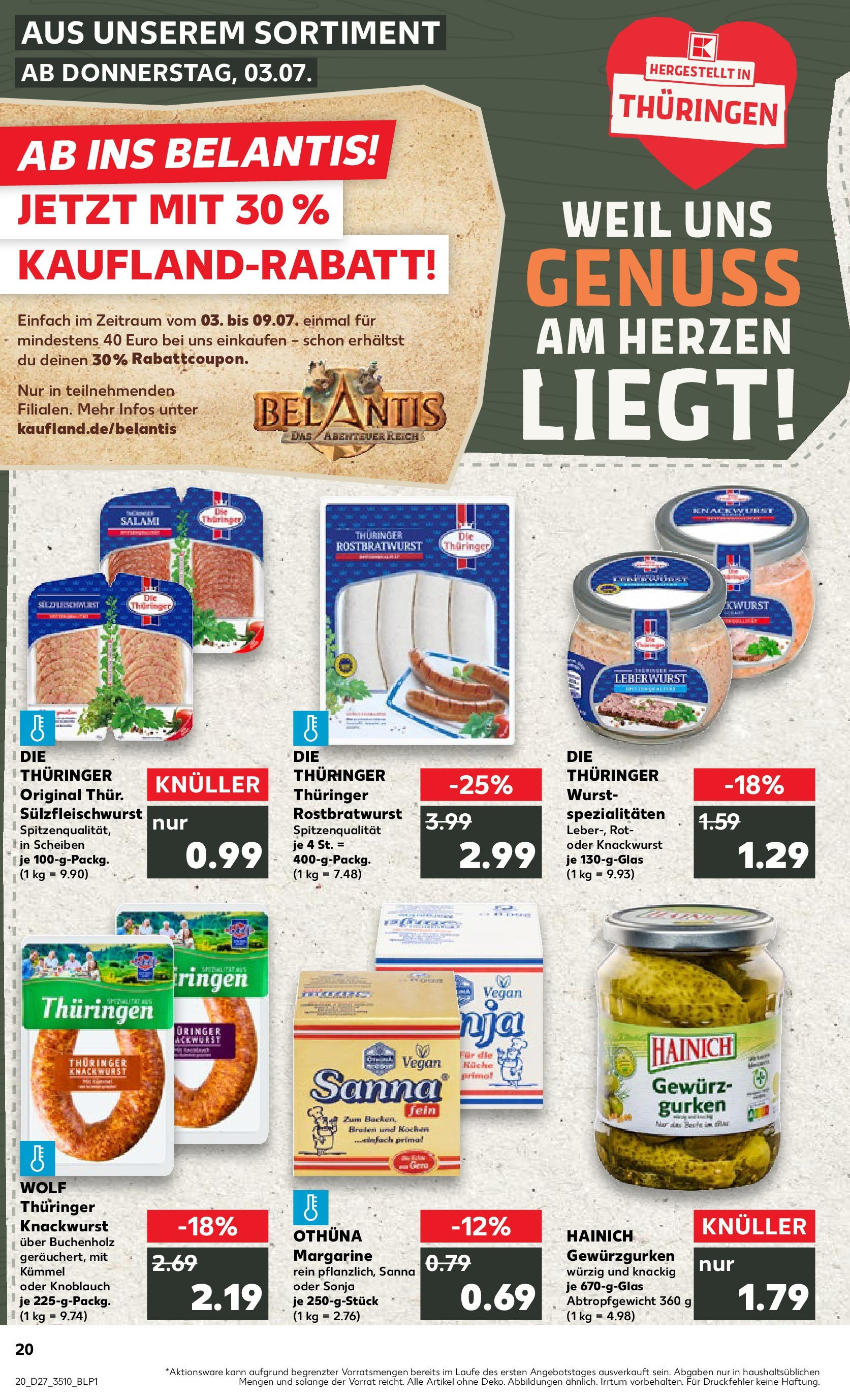 Prospekt Kaufland ab 03.07.2025 » Angebote Online zum Blättern | Seite: 20 | Produkte: Wurst, Knoblauch, Salami, Gurken