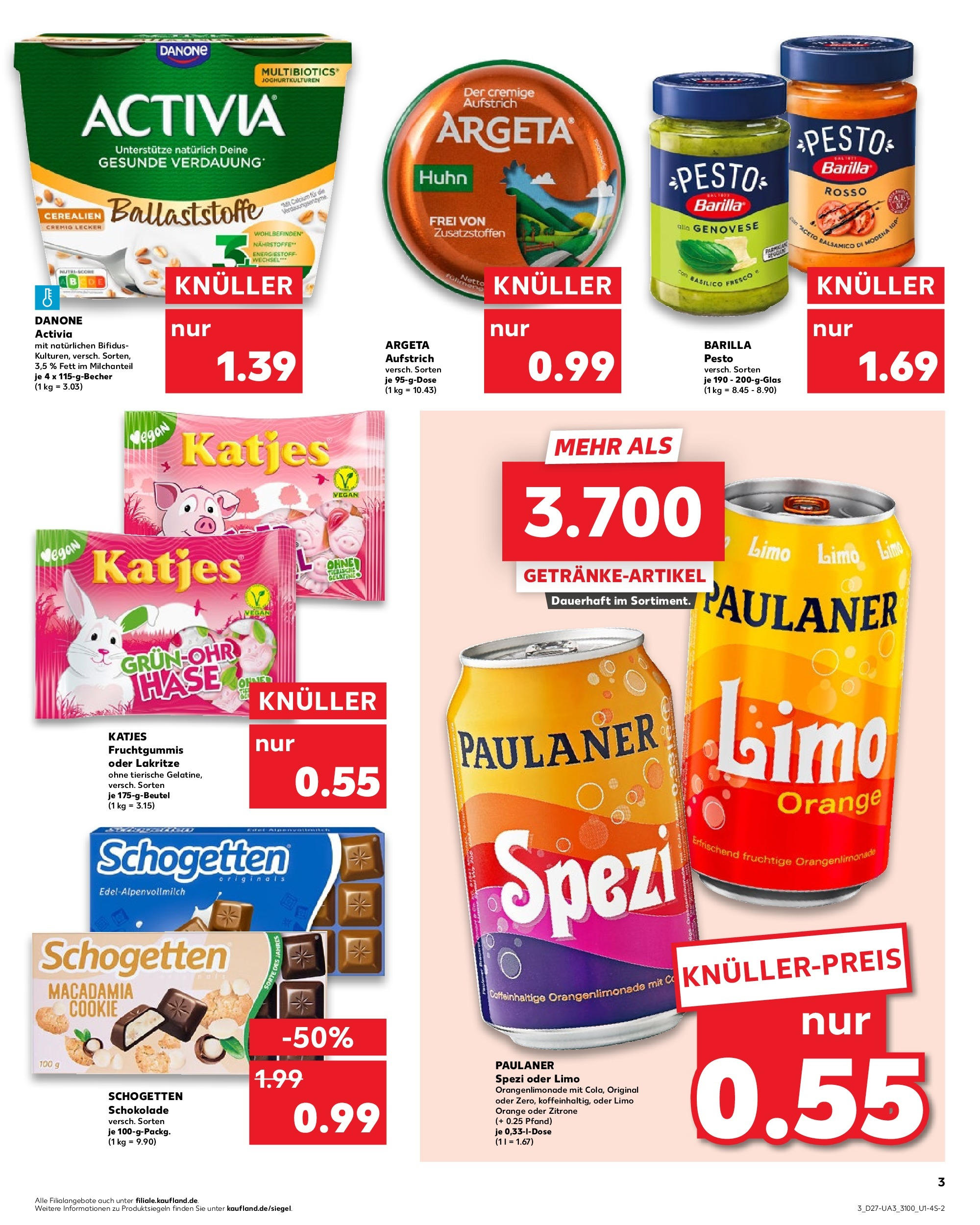 Prospekt Kaufland ab 03.07.2025 » Angebote und Werbung Online | Seite: 3 | Produkte: Danone activia, Schokolade, Zitrone, Schogetten Prospekt Kaufland ab 03.07.2025 » Angebote Online zum Blättern | Seite: 3 | Produkte: Danone activia, Schokolade, Zitrone, Schogetten