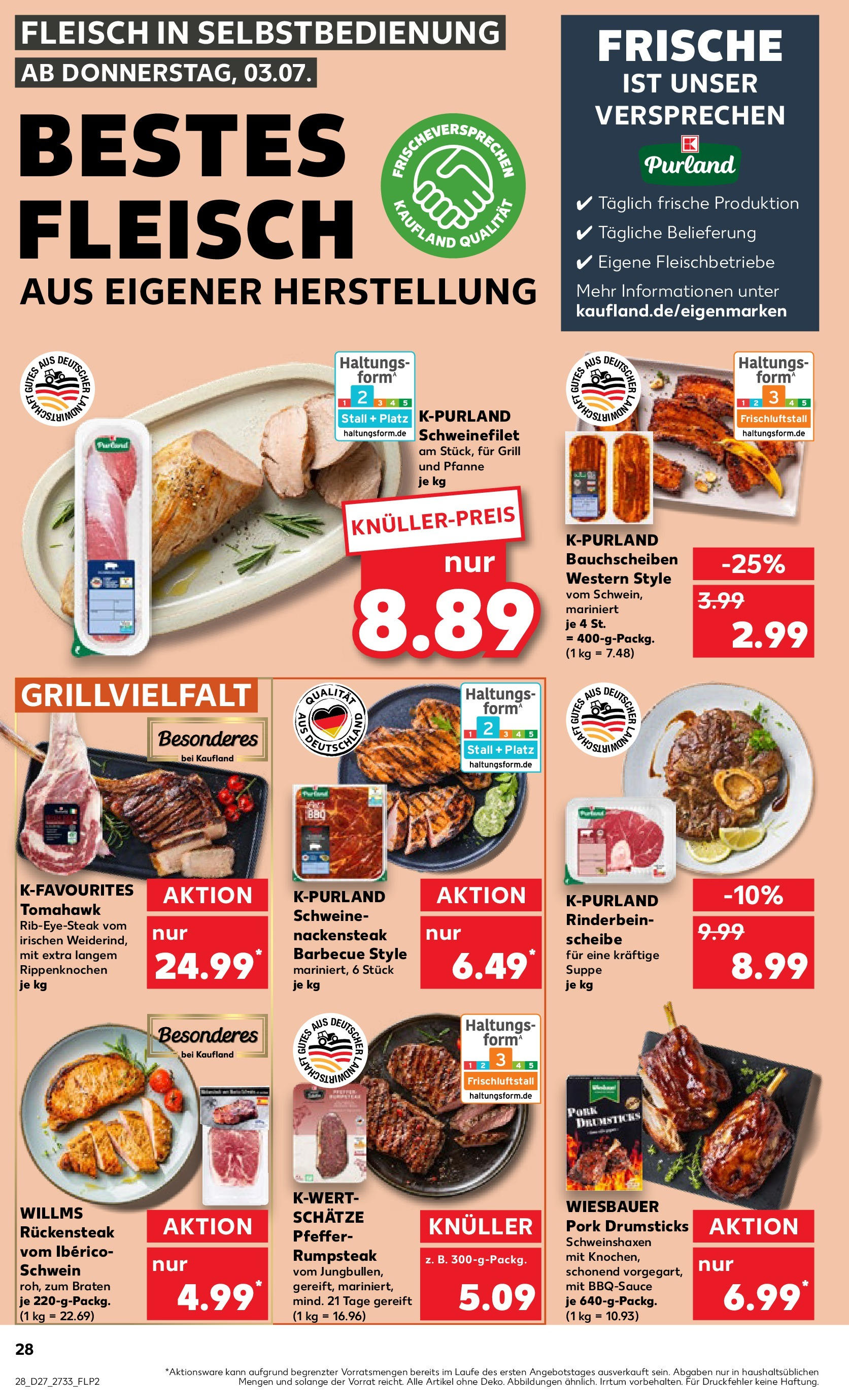 Prospekt Kaufland ab 03.07.2025 » Angebote Online zum Blättern | Seite: 28 | Produkte: Rumpsteak, Grill, Schweinefilet, Pfeffer