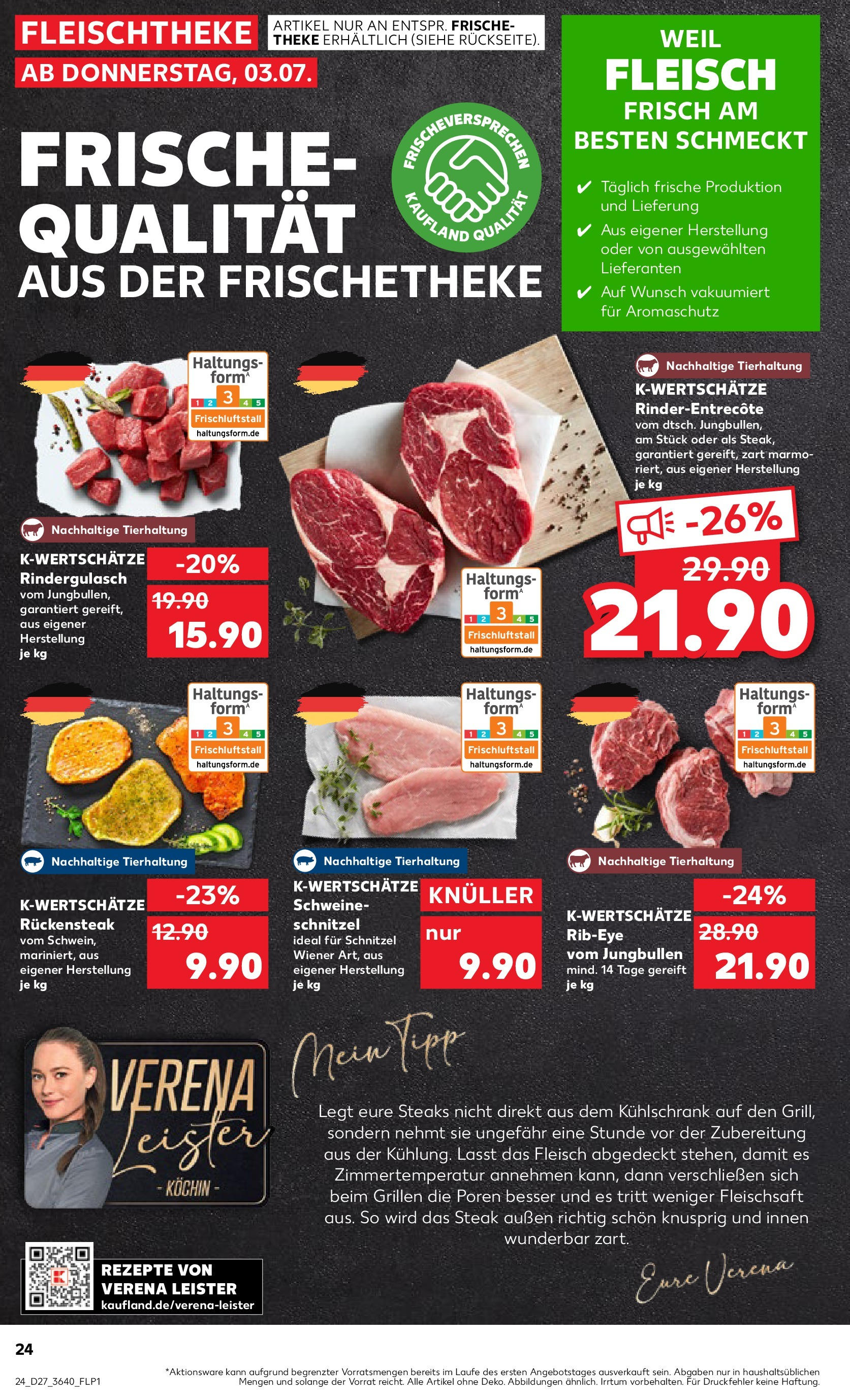 Prospekt Kaufland ab 03.07.2025 » Angebote und Werbung Online | Seite: 24 | Produkte: Theke, Kühlschrank, Schnitzel, Fleisch Prospekt Kaufland ab 03.07.2025 » Angebote Online zum Blättern | Seite: 24 | Produkte: Theke, Kühlschrank, Schnitzel, Fleisch