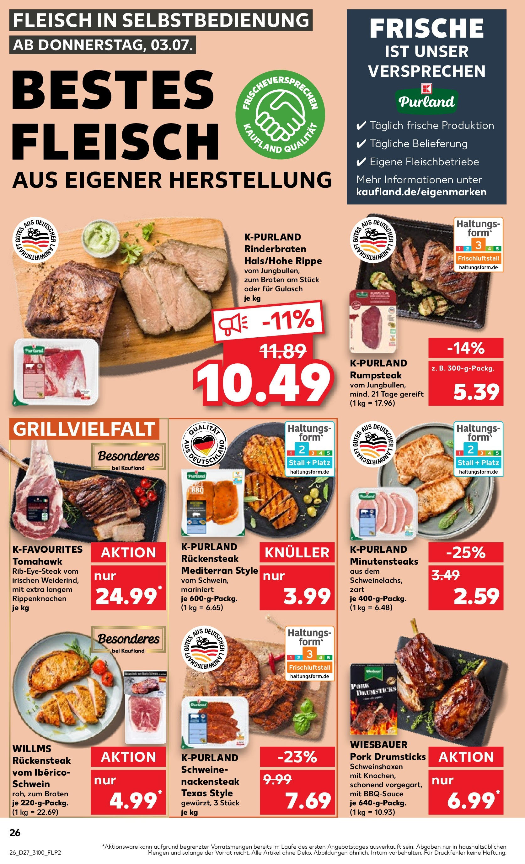 Prospekt Kaufland ab 03.07.2025 » Angebote und Werbung Online | Seite: 30 | Produkte: Rinderbraten, Rumpsteak, Gulasch, Steak Prospekt Kaufland ab 03.07.2025 » Angebote Online zum Blättern | Seite: 30 | Produkte: Rinderbraten, Rumpsteak, Gulasch, Steak