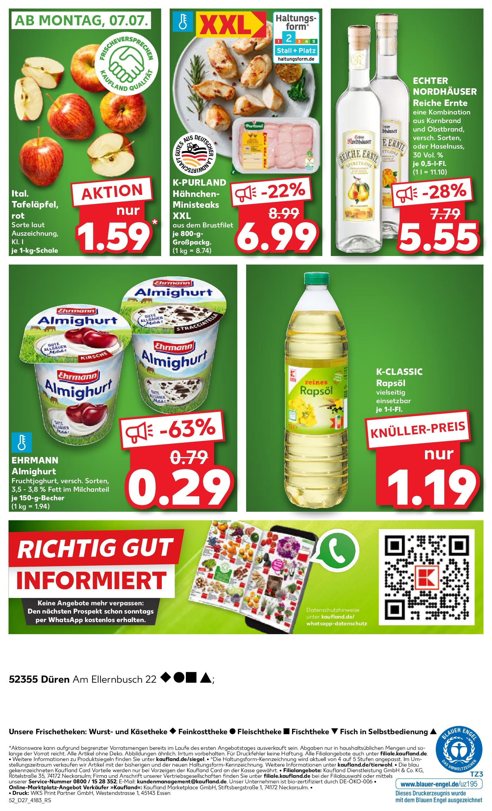 Prospekt Kaufland ab 03.07.2025 » Angebote und Werbung Online | Seite: 52 | Produkte: Hahnchen, Ehrmann almighurt, Rapsöl, Wurst Prospekt Kaufland ab 03.07.2025 » Angebote Online zum Blättern | Seite: 52 | Produkte: Hahnchen, Ehrmann almighurt, Rapsöl, Wurst