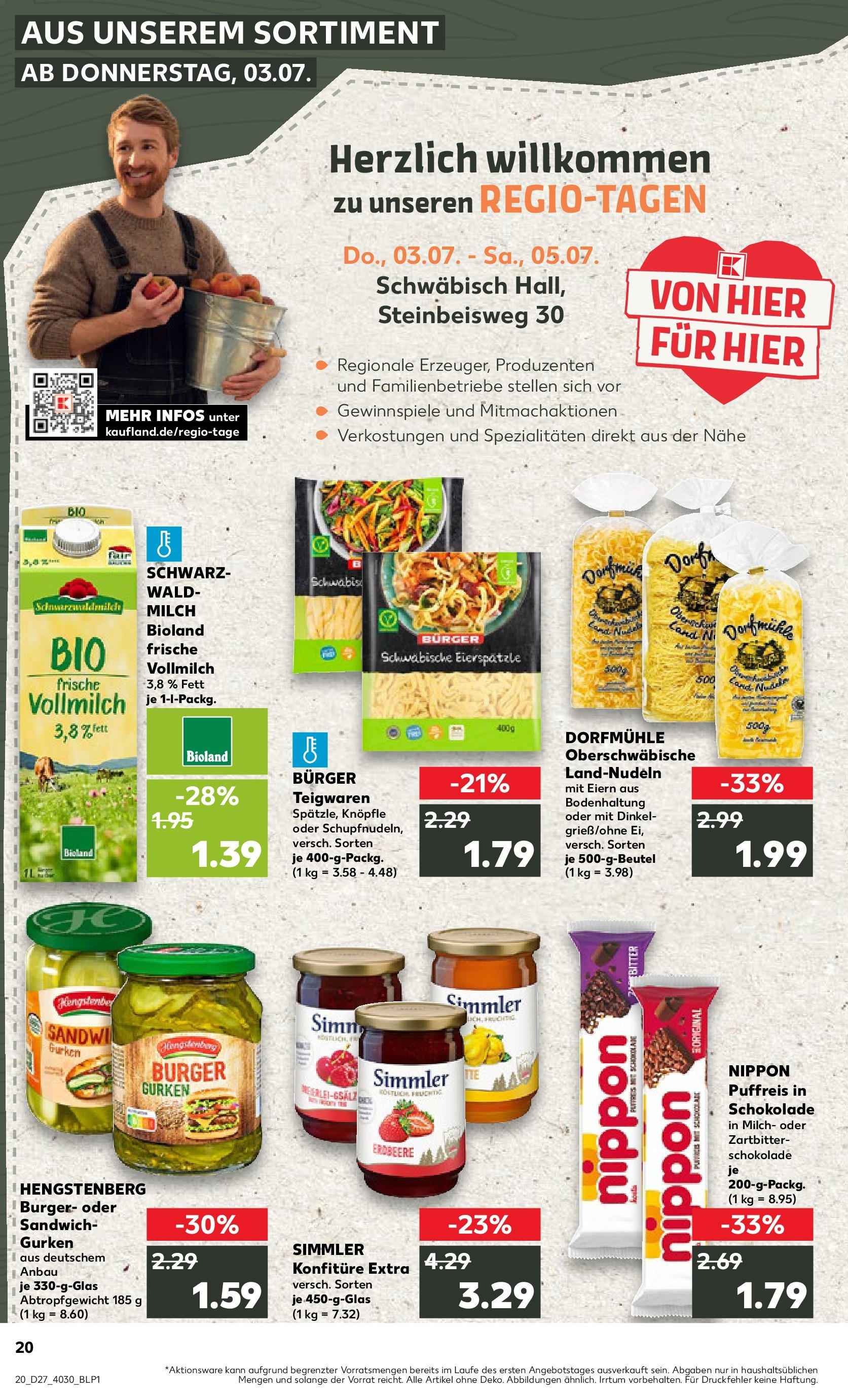 Prospekt Kaufland ab 03.07.2025 » Angebote und Werbung Online | Seite: 20 | Produkte: Milch, Burger, Pasta, Gurken Prospekt Kaufland ab 03.07.2025 » Angebote Online zum Blättern | Seite: 20 | Produkte: Milch, Burger, Pasta, Gurken