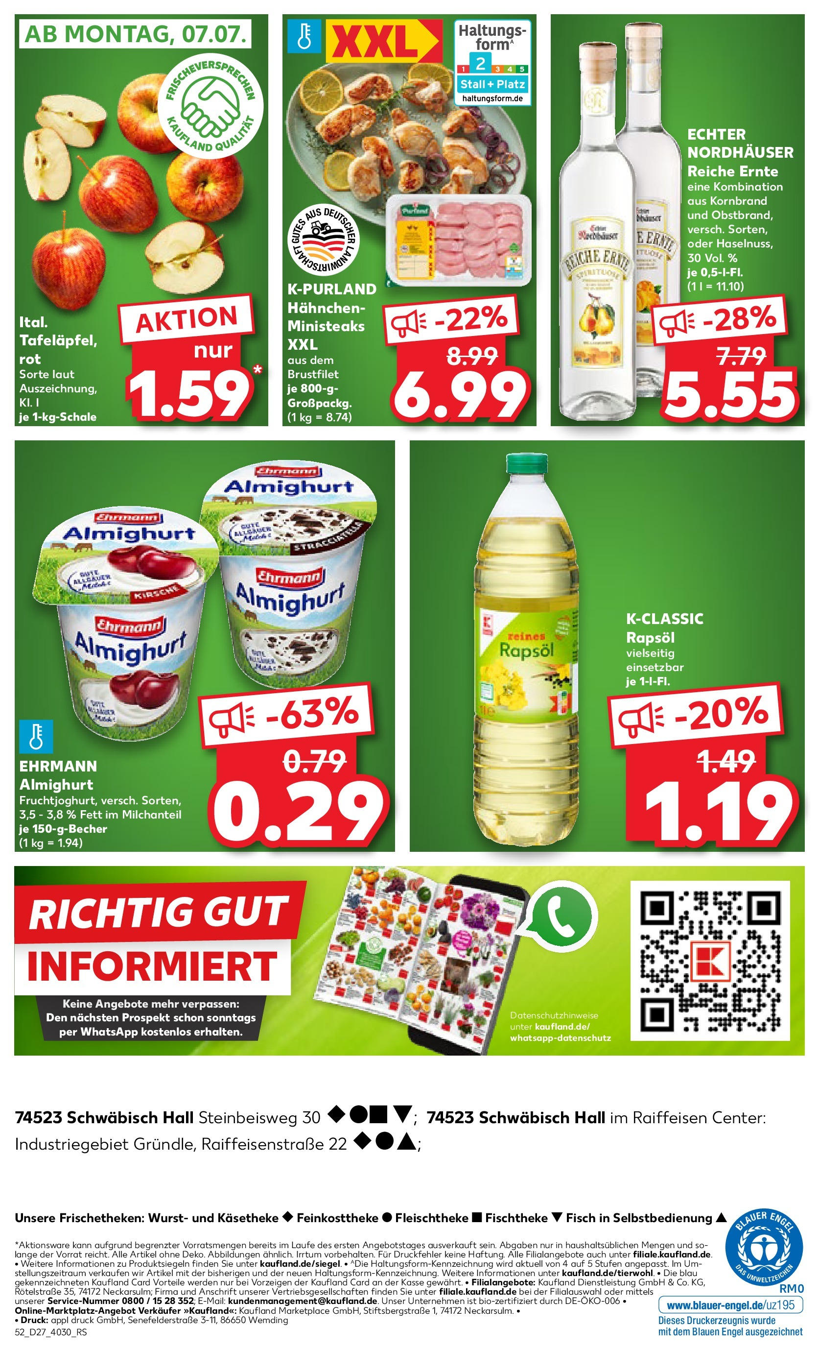 Prospekt Kaufland ab 03.07.2025 » Angebote und Werbung Online | Seite: 52 | Produkte: Hahnchen, Ehrmann almighurt, Rapsöl, Fisch Prospekt Kaufland ab 03.07.2025 » Angebote Online zum Blättern | Seite: 52 | Produkte: Hahnchen, Ehrmann almighurt, Rapsöl, Fisch