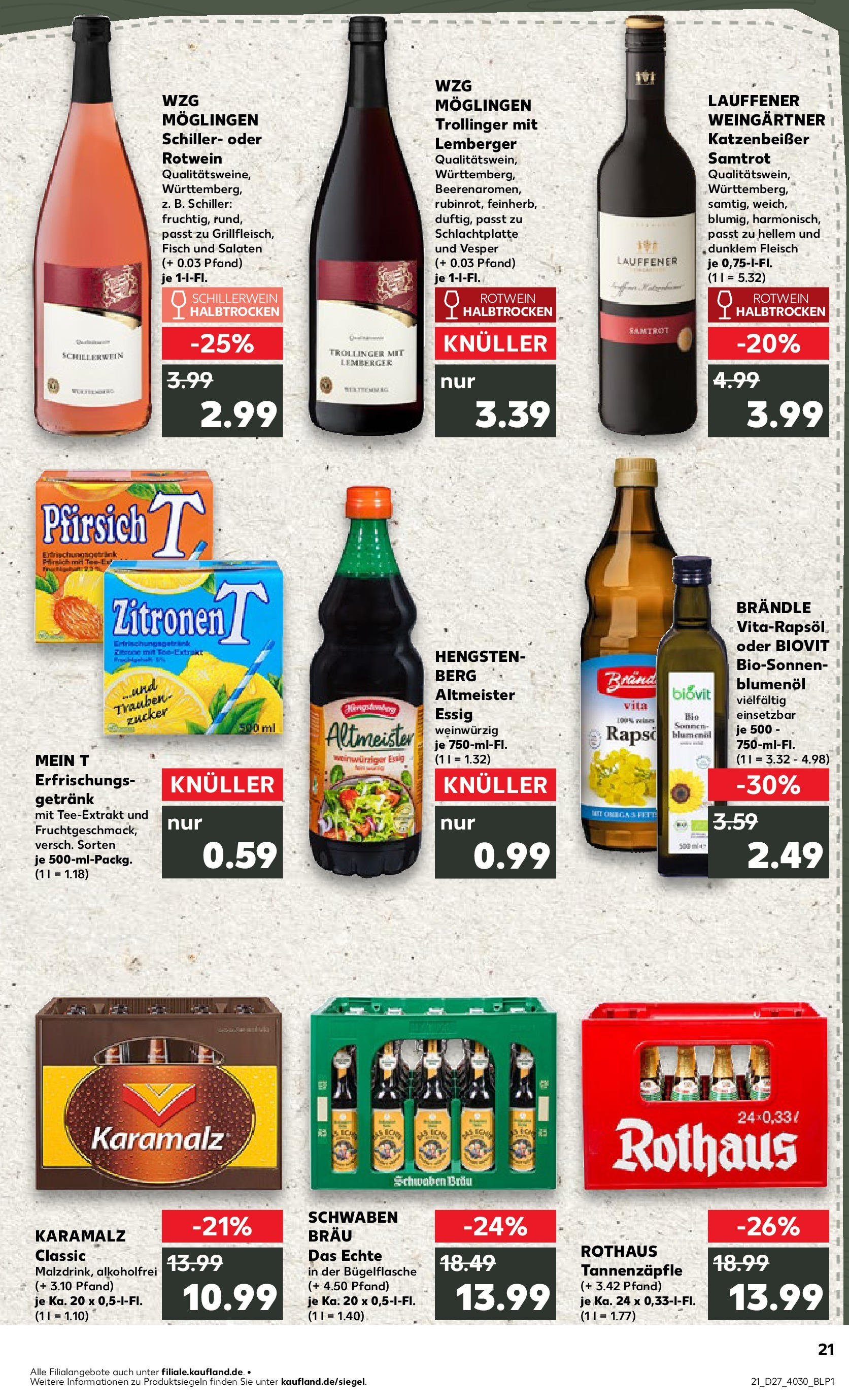 Prospekt Kaufland ab 03.07.2025 » Angebote und Werbung Online | Seite: 21 | Produkte: Essig, Rotwein halbtrocken, Pfirsich, Fleisch Prospekt Kaufland ab 03.07.2025 » Angebote Online zum Blättern | Seite: 21 | Produkte: Essig, Rotwein halbtrocken, Pfirsich, Fleisch