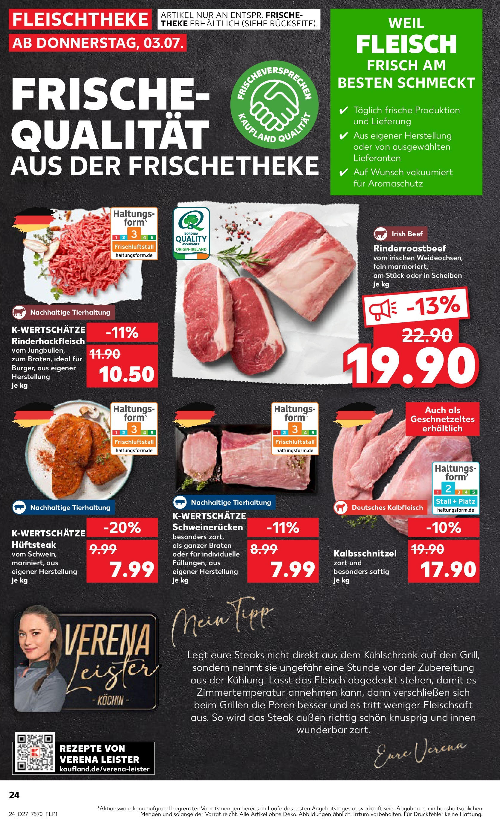 Prospekt Kaufland ab 03.07.2025 » Angebote Online zum Blättern | Seite: 24 | Produkte: Kühlschrank, Schweinerucken, Steak, Fleisch