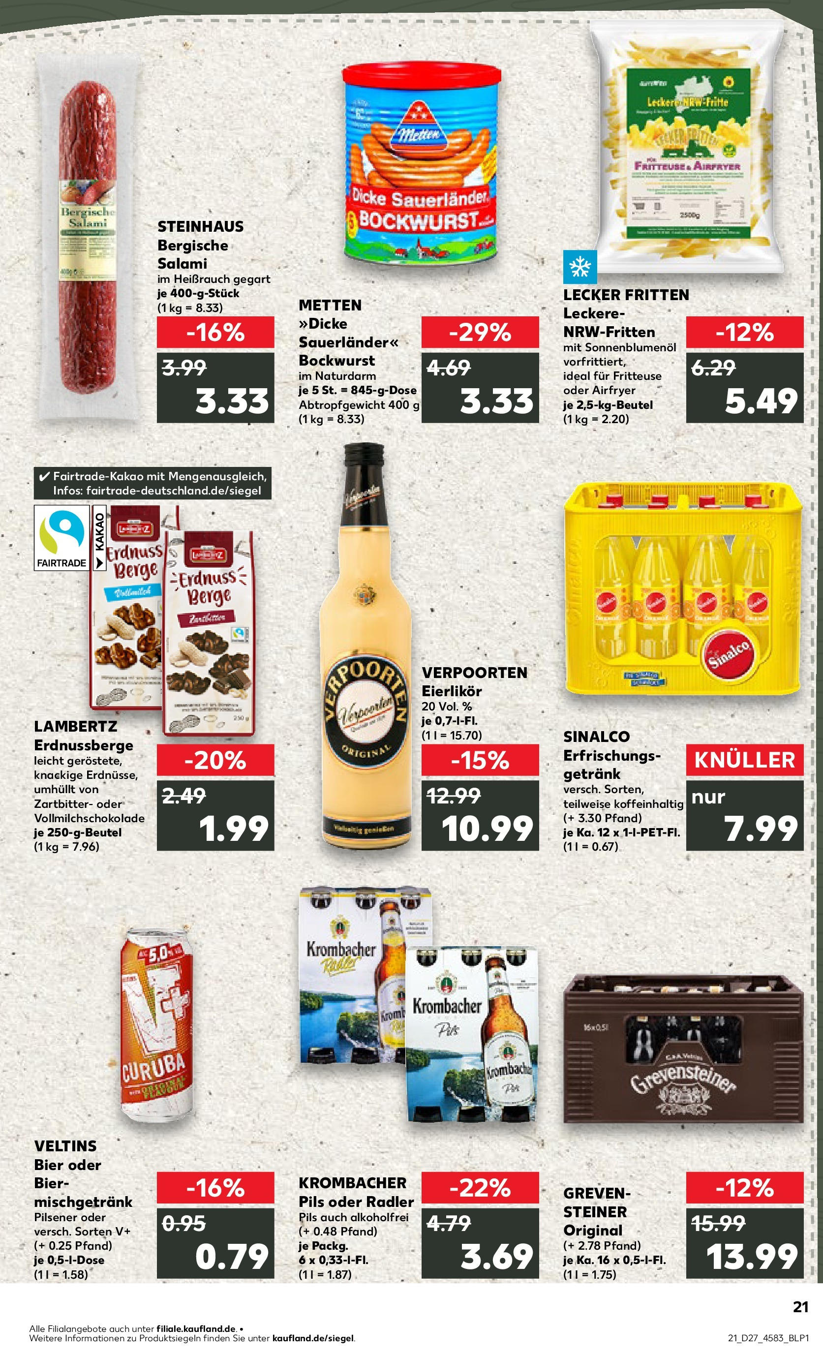 Prospekt Kaufland ab 03.07.2025 » Angebote und Werbung Online | Seite: 21 | Produkte: Bier, Pils, Salami, Veltins Prospekt Kaufland ab 03.07.2025 » Angebote Online zum Blättern | Seite: 21 | Produkte: Bier, Pils, Salami, Veltins