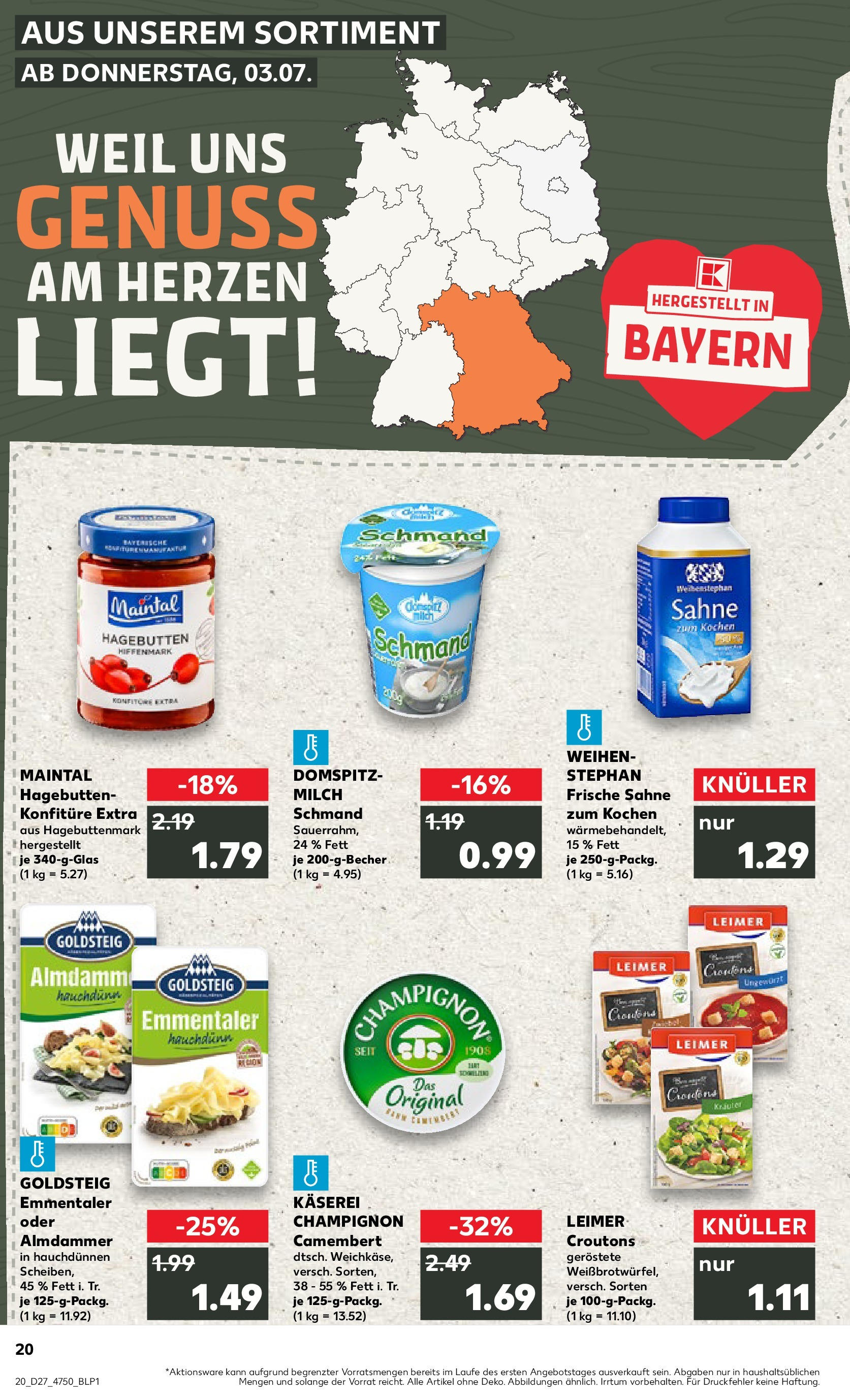 Prospekt Kaufland ab 03.07.2025 » Angebote und Werbung Online | Seite: 20 | Produkte: Milch, Sahne Prospekt Kaufland ab 03.07.2025 » Angebote Online zum Blättern | Seite: 20 | Produkte: Milch, Sahne