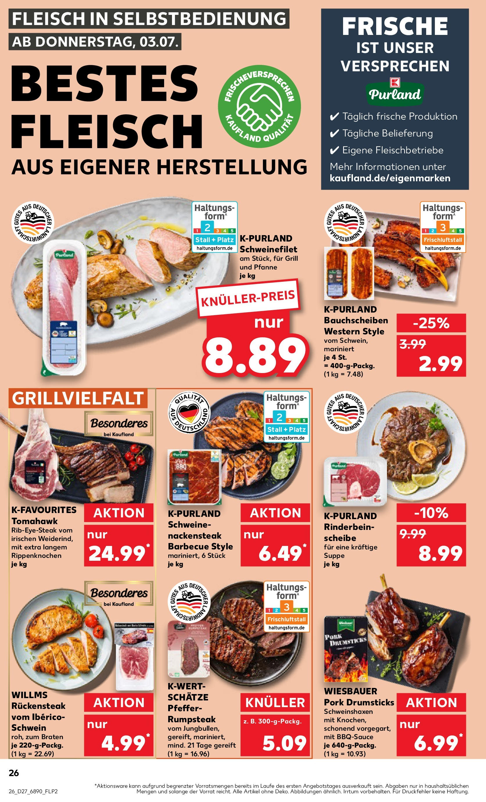 Prospekt Kaufland ab 03.07.2025 » Angebote und Werbung Online | Seite: 26 | Produkte: Rumpsteak, Grill, Pfeffer, Fleisch Prospekt Kaufland ab 03.07.2025 » Angebote Online zum Blättern | Seite: 26 | Produkte: Rumpsteak, Grill, Pfeffer, Fleisch