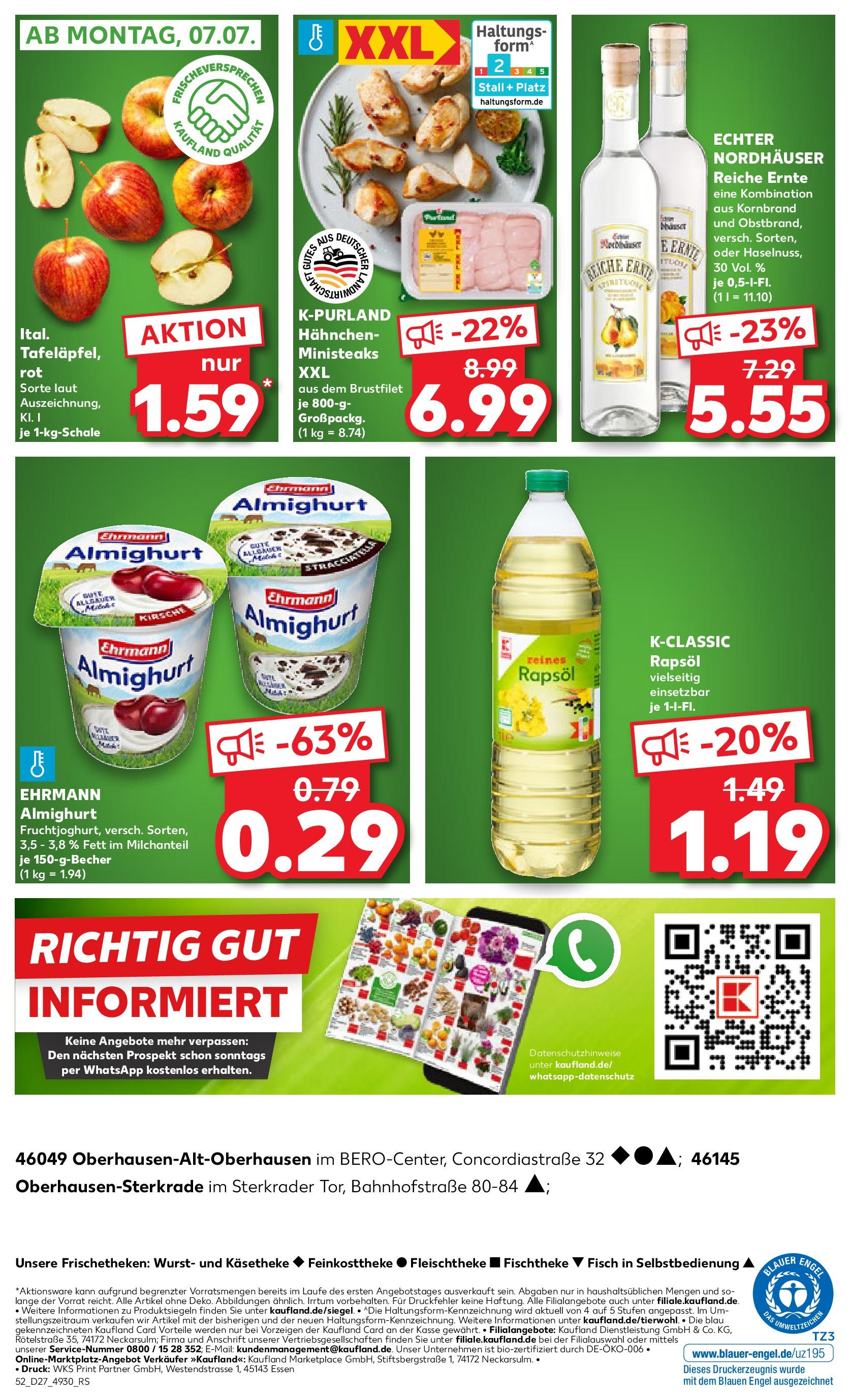 Prospekt Kaufland ab 03.07.2025 » Angebote und Werbung Online | Seite: 52 | Produkte: Hahnchen, Ehrmann almighurt, Rapsöl, Wurst Prospekt Kaufland ab 03.07.2025 » Angebote Online zum Blättern | Seite: 52 | Produkte: Hahnchen, Ehrmann almighurt, Rapsöl, Wurst