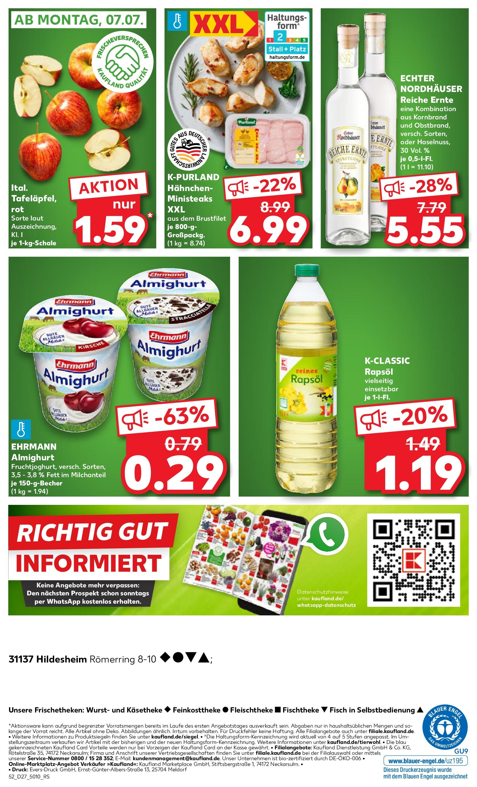 Prospekt Kaufland ab 03.07.2025 » Angebote und Werbung Online | Seite: 52 | Produkte: Hahnchen, Ehrmann almighurt, Rapsöl, Wurst Prospekt Kaufland ab 03.07.2025 » Angebote Online zum Blättern | Seite: 52 | Produkte: Hahnchen, Ehrmann almighurt, Rapsöl, Wurst