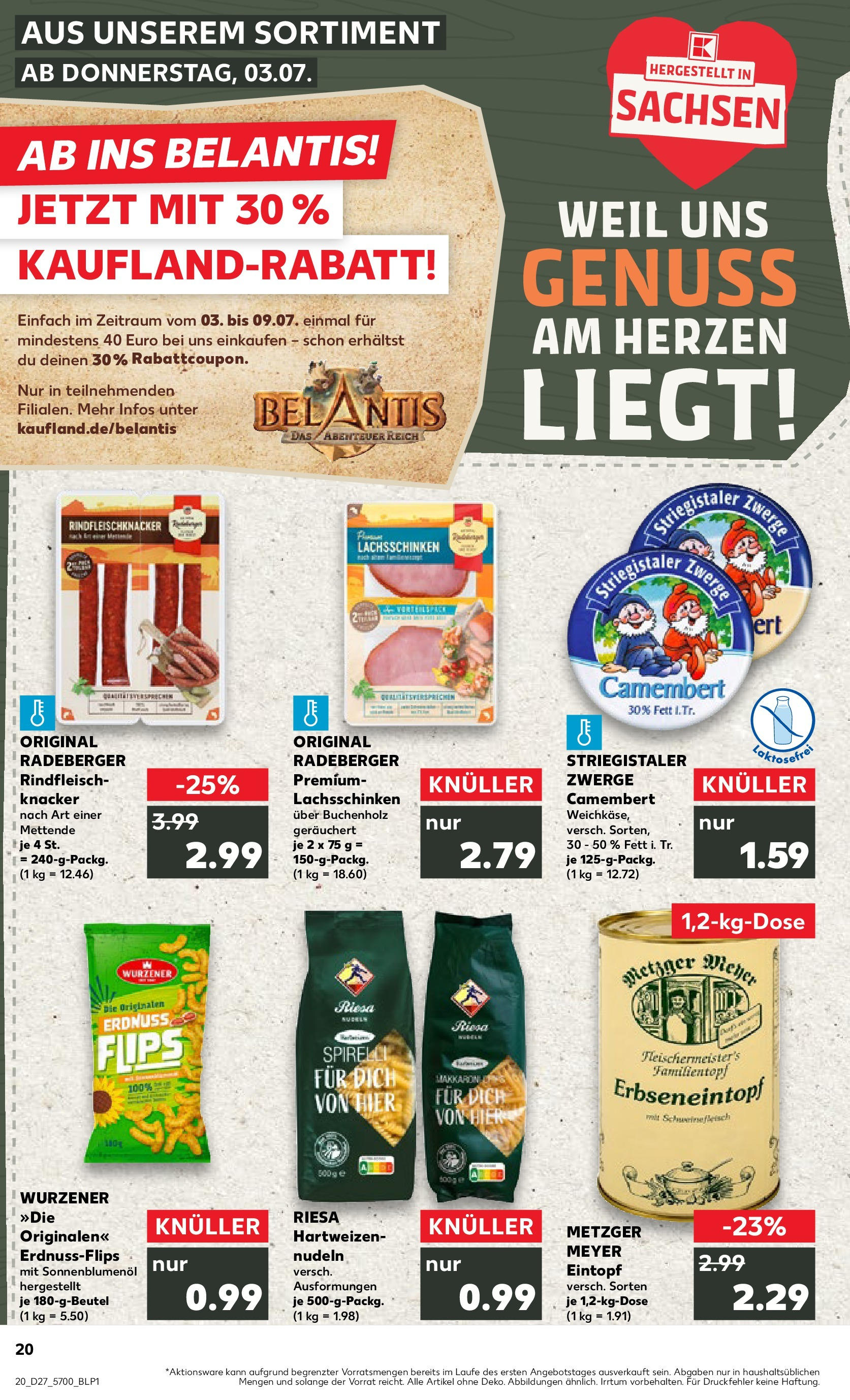 Prospekt Kaufland ab 03.07.2025 » Angebote und Werbung Online | Seite: 20 | Produkte: Sonnenblumenol, Schweinefleisch, Nudeln, Rindfleisch Prospekt Kaufland ab 03.07.2025 » Angebote Online zum Blättern | Seite: 20 | Produkte: Sonnenblumenol, Schweinefleisch, Nudeln, Rindfleisch