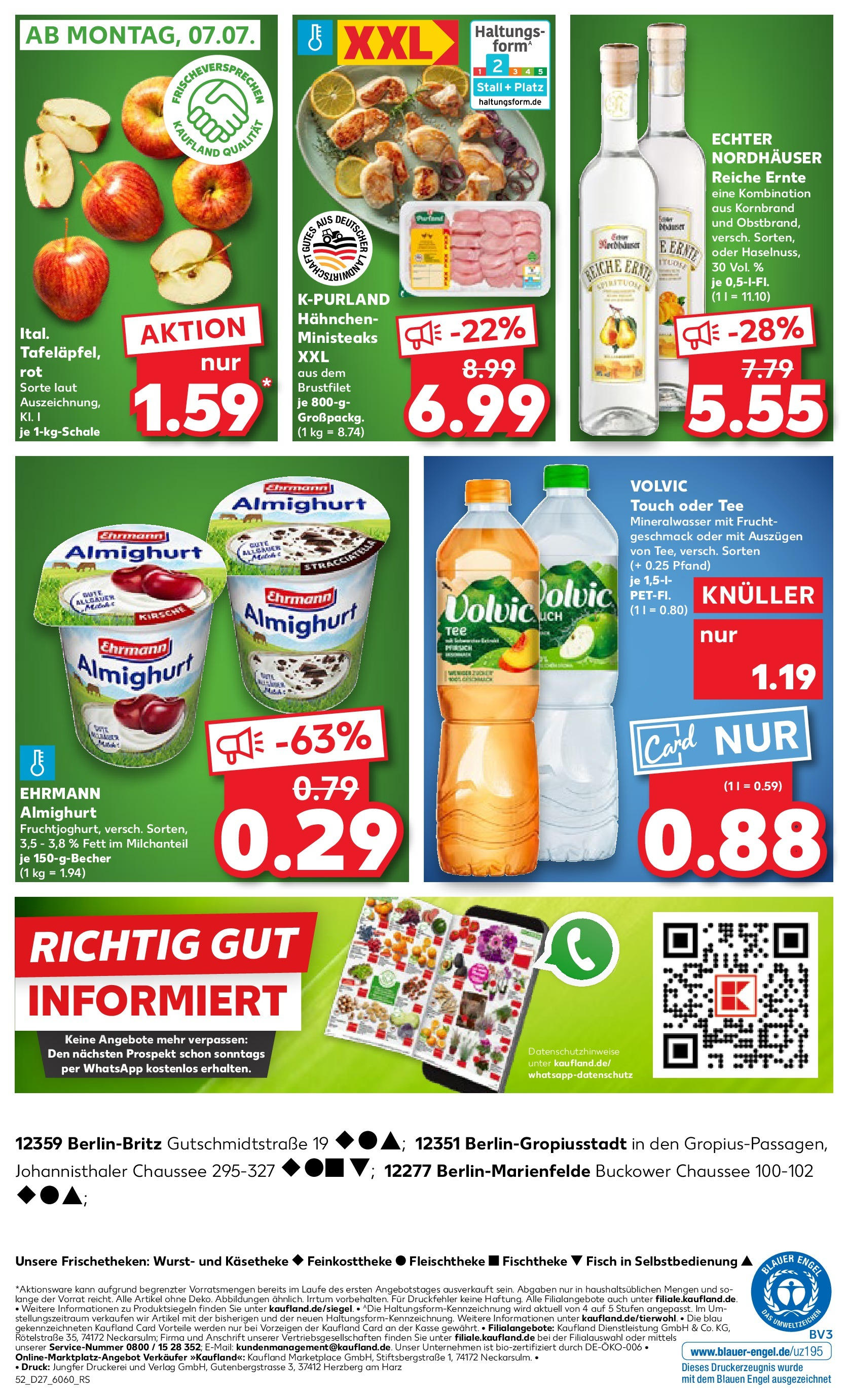 Prospekt Kaufland ab 03.07.2025 » Angebote Online zum Blättern | Seite: 52 | Produkte: Ehrmann almighurt, Mineralwasser, Wurst, Tee