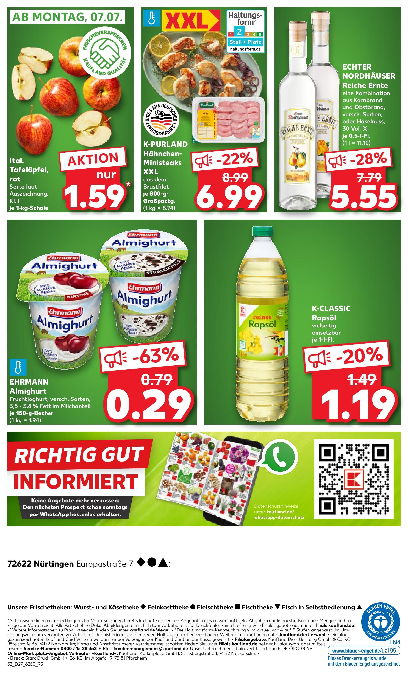Prospekt Kaufland ab 03.07.2025 » Angebote und Werbung Online | Seite: 52 | Produkte: Hahnchen, Ehrmann almighurt, Rapsöl, Wurst Prospekt Kaufland ab 03.07.2025 » Angebote Online zum Blättern | Seite: 52 | Produkte: Hahnchen, Ehrmann almighurt, Rapsöl, Wurst