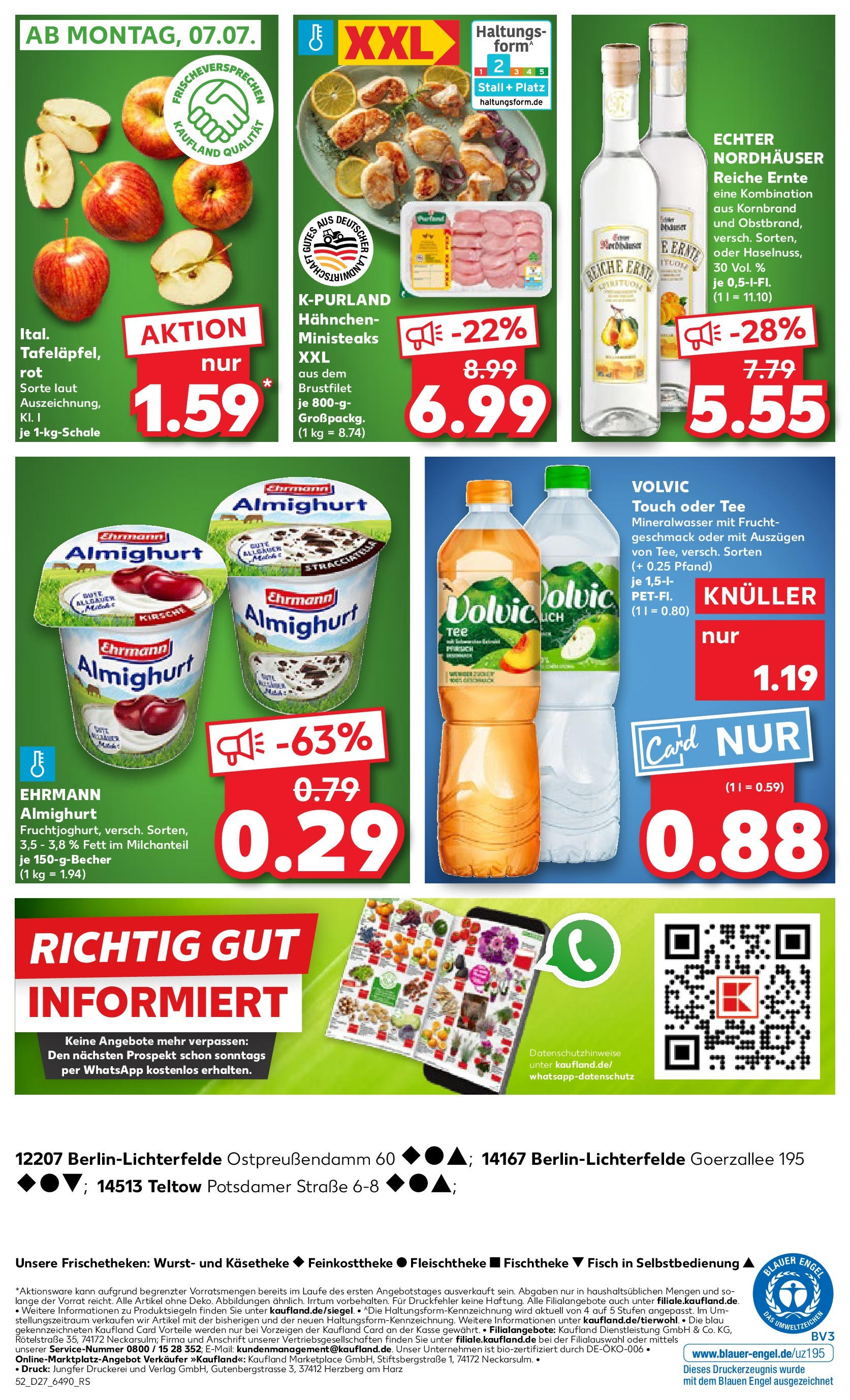 Prospekt Kaufland ab 03.07.2025 » Angebote Online zum Blättern | Seite: 52 | Produkte: Hahnchen, Volvic touch, Mineralwasser, Tee