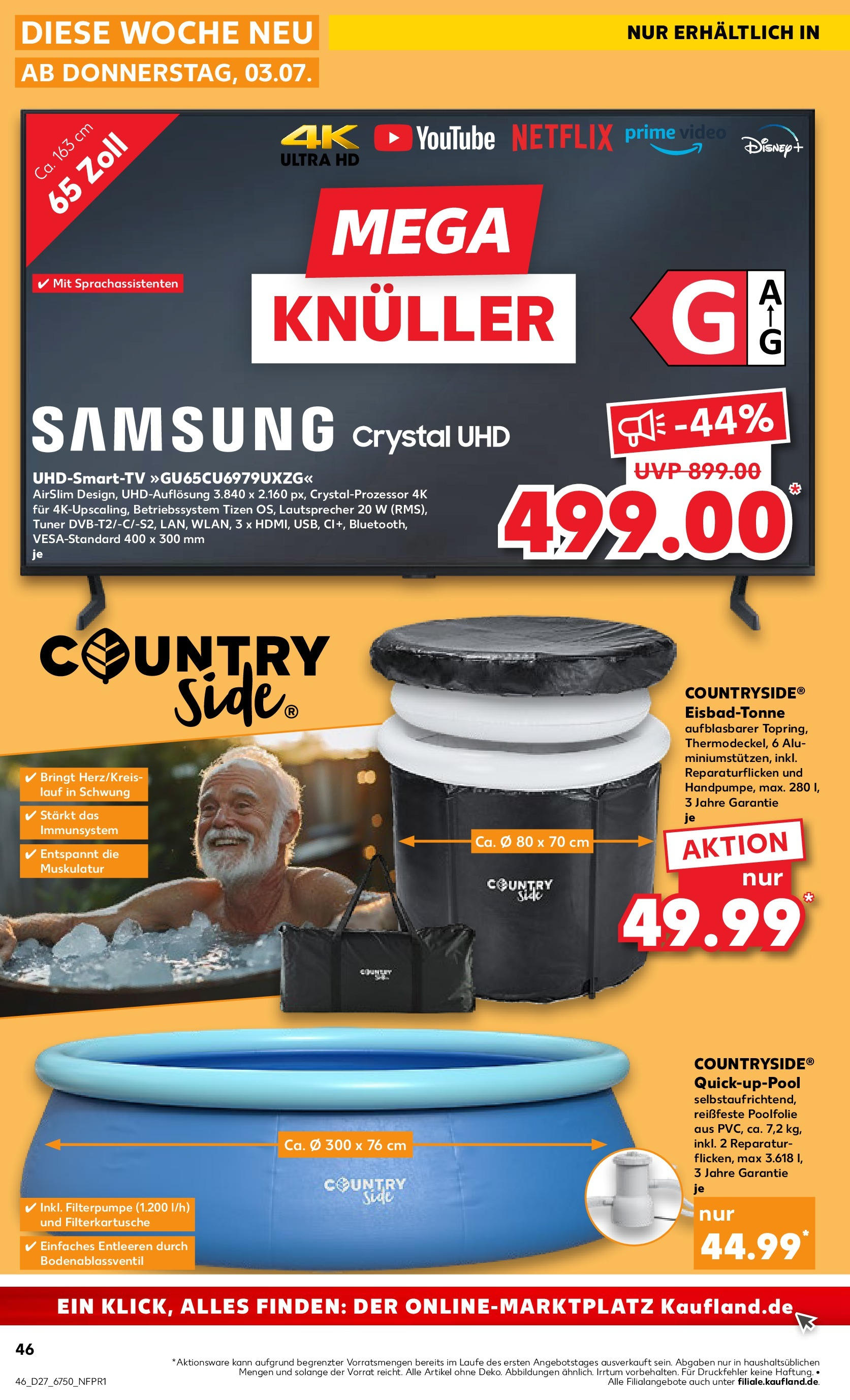 Prospekt Kaufland ab 03.07.2025 » Angebote Online zum Blättern | Seite: 46 | Produkte: Samsung, Smart TV, TV, Video