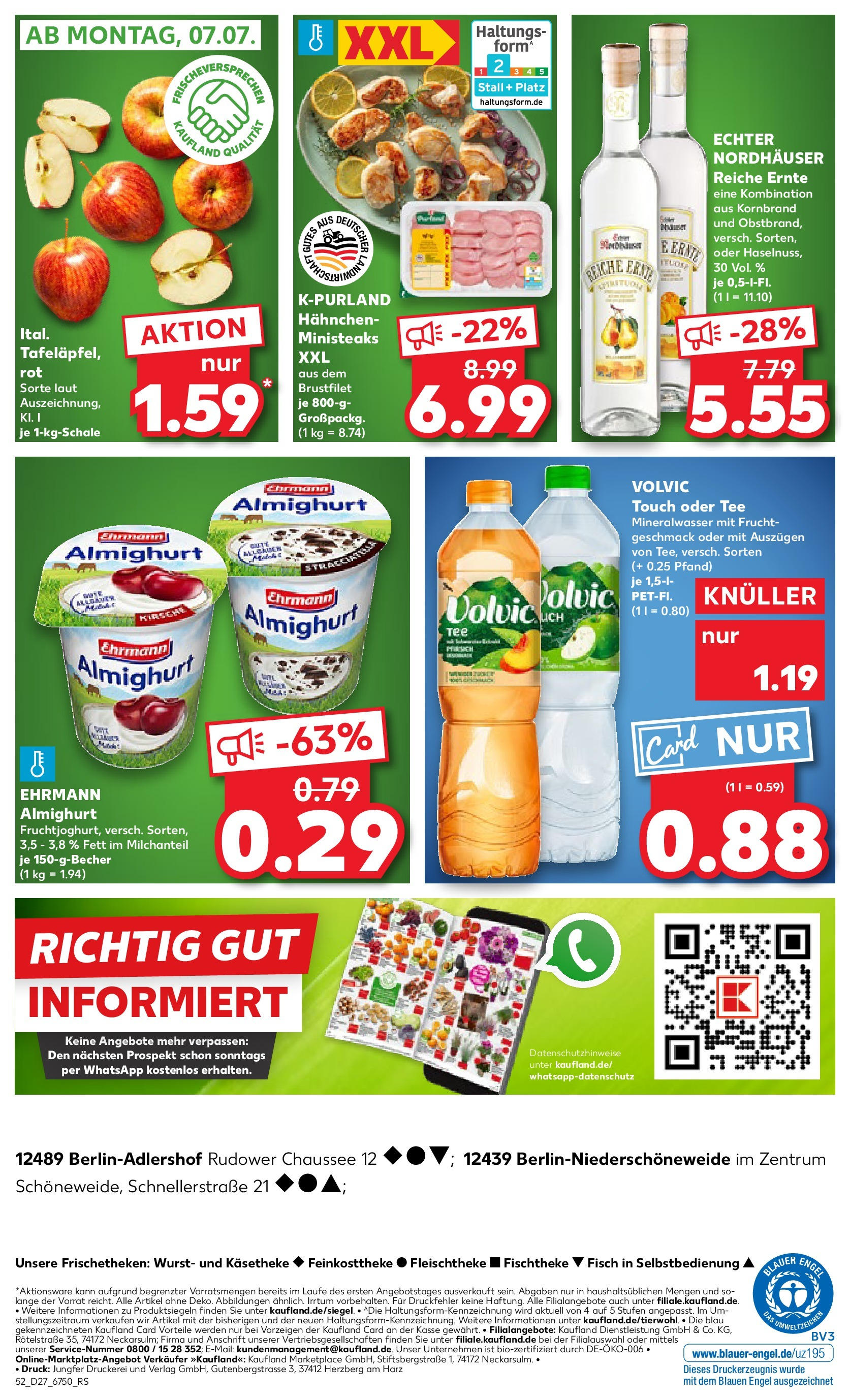Prospekt Kaufland ab 03.07.2025 » Angebote Online zum Blättern | Seite: 52 | Produkte: Hahnchen, Ehrmann almighurt, Volvic touch, Volvic