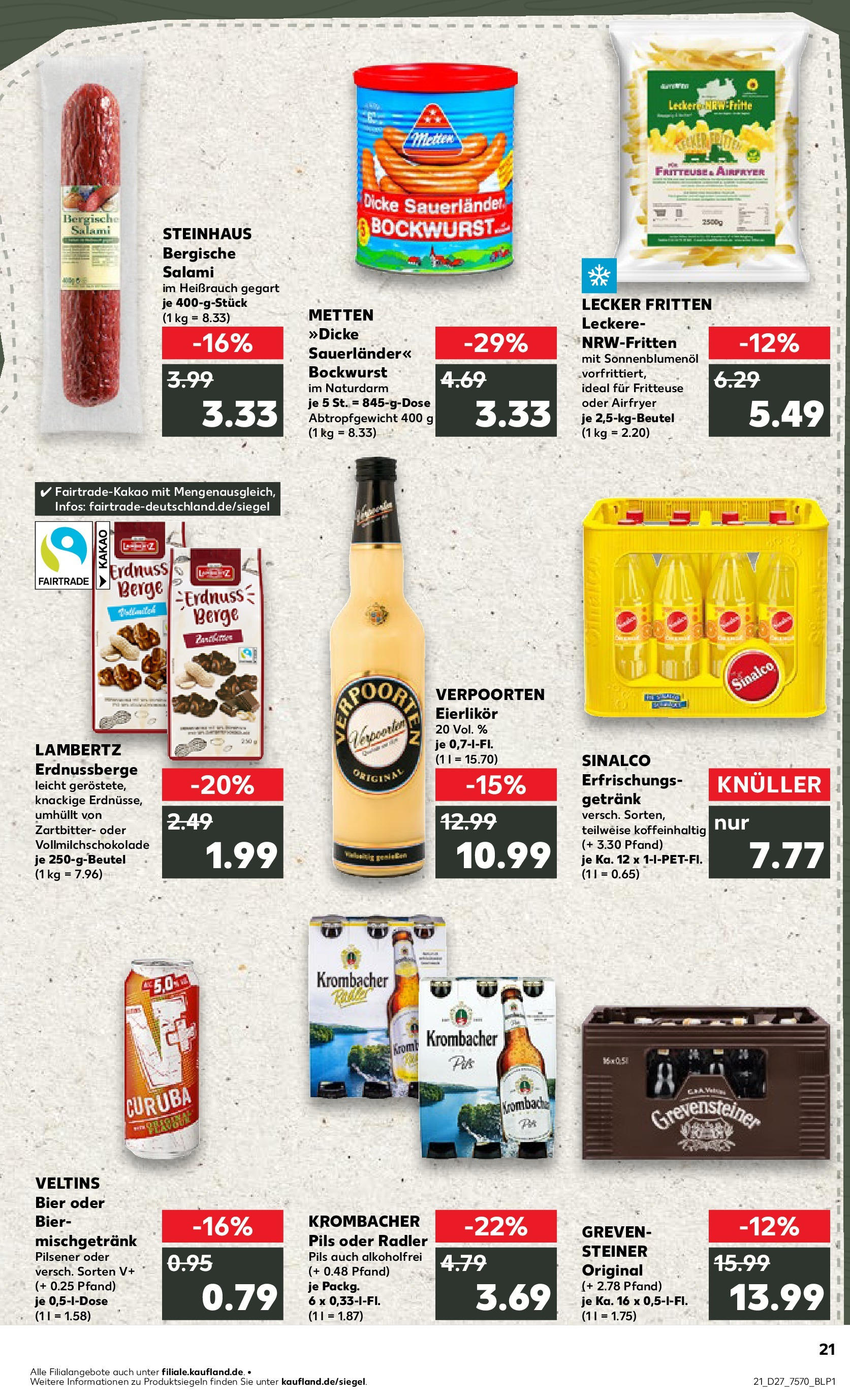 Prospekt Kaufland ab 03.07.2025 » Angebote Online zum Blättern | Seite: 21 | Produkte: Bockwurst, Pils, Radler, Veltins