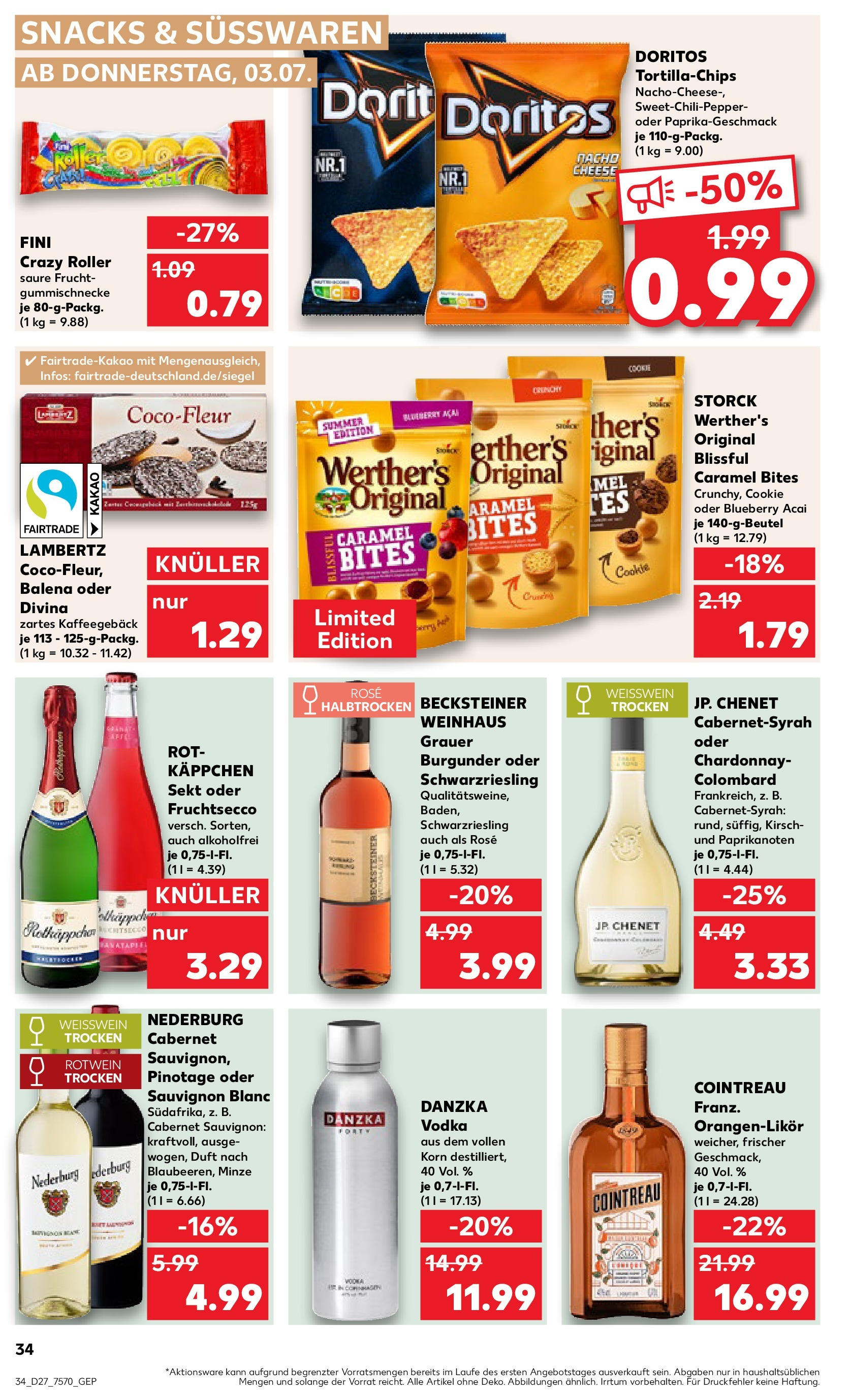 Prospekt Kaufland ab 03.07.2025 » Angebote Online zum Blättern | Seite: 34 | Produkte: Rotwein, Duft, Fruchtsecco, Rotkäppchen