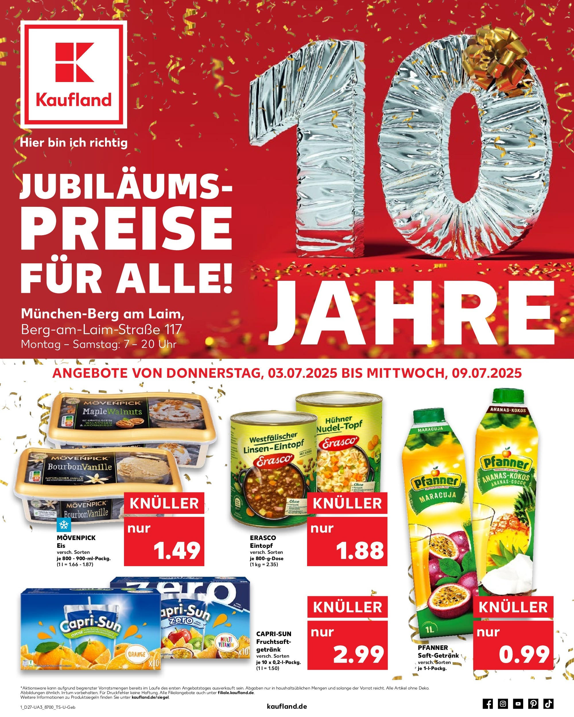 Prospekt Kaufland ab 03.07.2025 » Angebote und Werbung Online | Seite: 1 | Produkte: Movenpick eis, Erasco, Fruchtsaft, Uhr Prospekt Kaufland ab 03.07.2025 » Angebote Online zum Blättern | Seite: 1 | Produkte: Movenpick eis, Erasco, Fruchtsaft, Uhr
