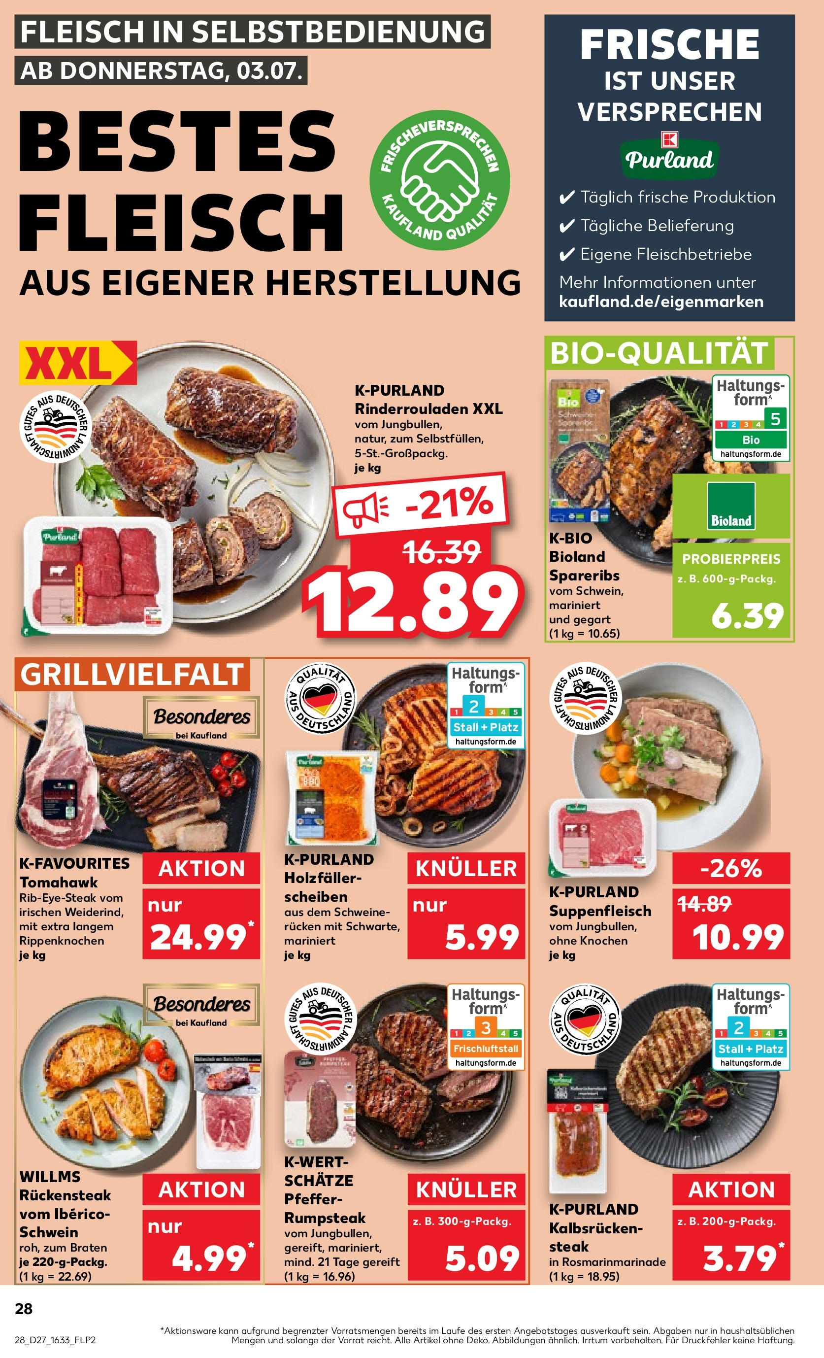 Prospekt Kaufland ab 03.07.2025 » Angebote und Werbung Online | Seite: 32 | Produkte: Rinderrouladen, Rumpsteak, Pfeffer, Suppenfleisch Prospekt Kaufland ab 03.07.2025 » Angebote Online zum Blättern | Seite: 32 | Produkte: Rinderrouladen, Rumpsteak, Pfeffer, Suppenfleisch