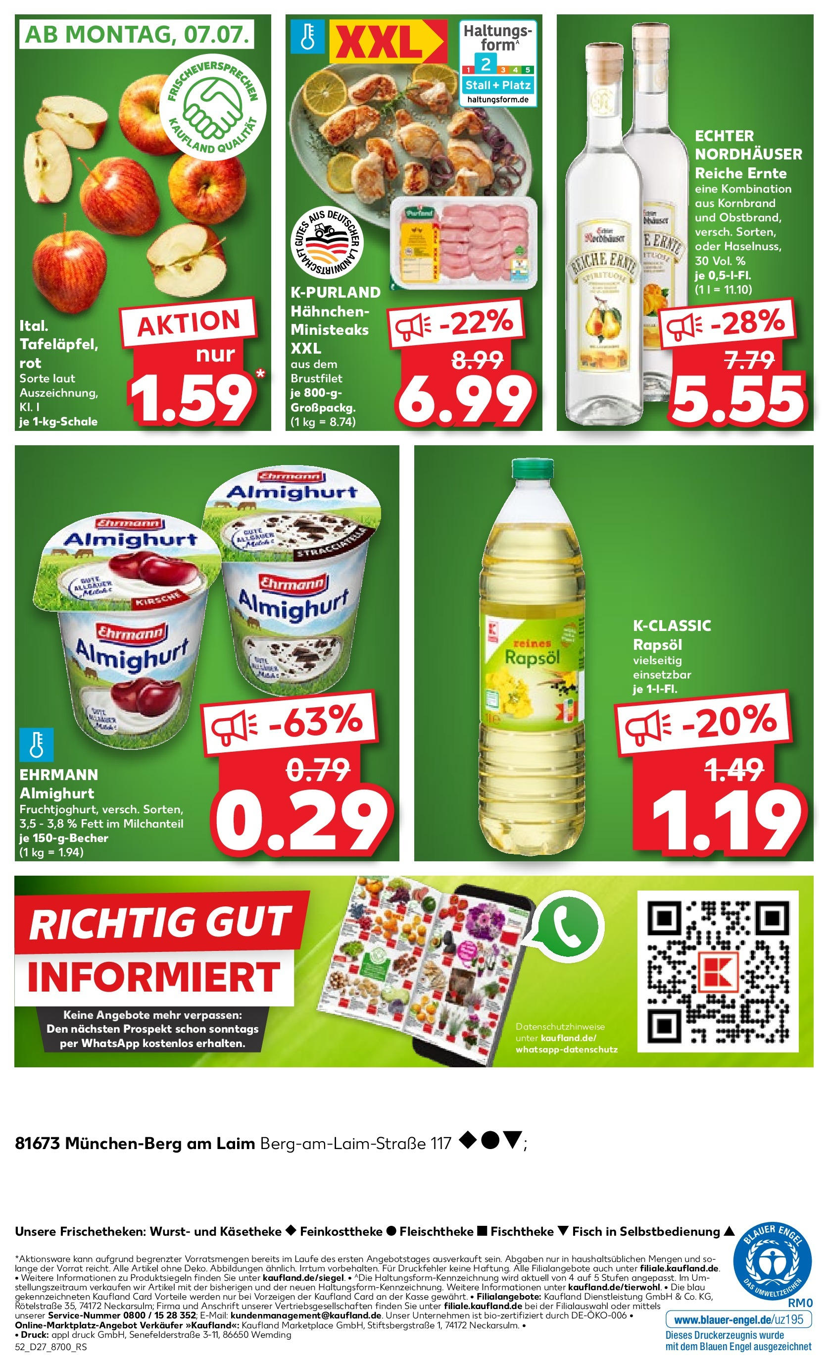 Prospekt Kaufland ab 03.07.2025 » Angebote und Werbung Online | Seite: 56 | Produkte: Ehrmann almighurt, Rapsöl, Fisch, Wurst Prospekt Kaufland ab 03.07.2025 » Angebote Online zum Blättern | Seite: 56 | Produkte: Ehrmann almighurt, Rapsöl, Fisch, Wurst