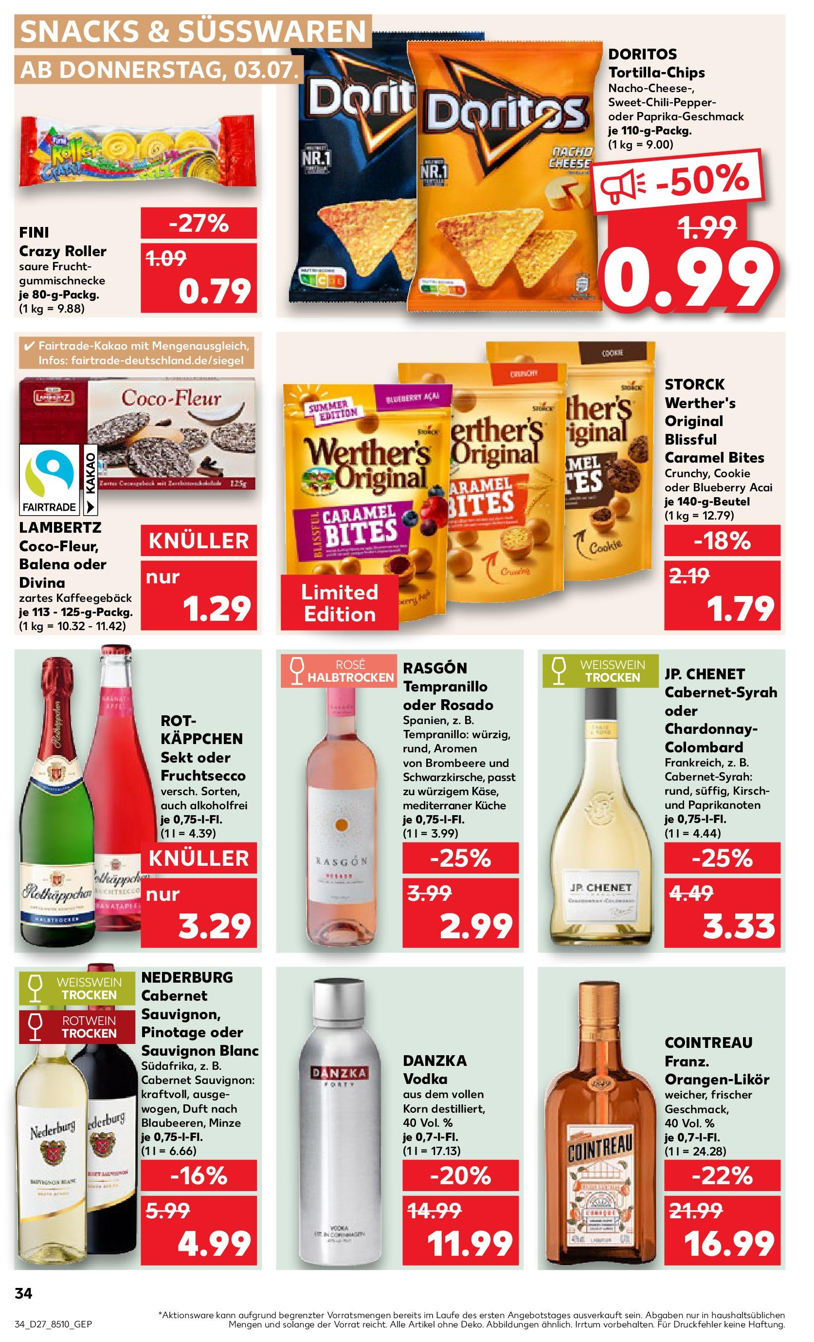 Prospekt Kaufland ab 03.07.2025 » Angebote und Werbung Online | Seite: 34 | Produkte: Weißwein, Fruchtsecco, Vodka, Chips Prospekt Kaufland ab 03.07.2025 » Angebote Online zum Blättern | Seite: 34 | Produkte: Weißwein, Fruchtsecco, Vodka, Chips