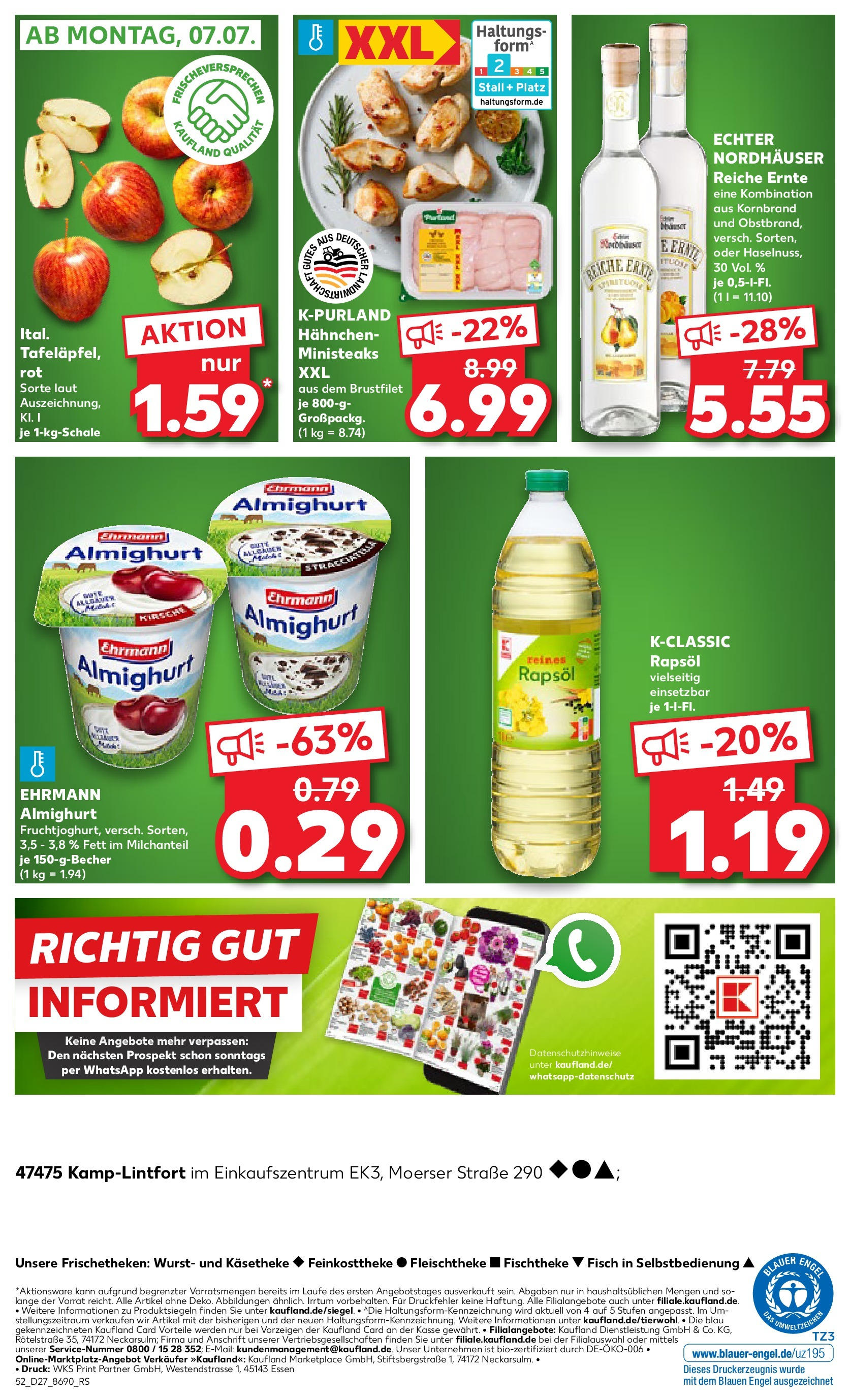 Prospekt Kaufland ab 03.07.2025 » Angebote und Werbung Online | Seite: 52 | Produkte: Hahnchen, Rapsöl, Fisch, Wurst Prospekt Kaufland ab 03.07.2025 » Angebote Online zum Blättern | Seite: 52 | Produkte: Hahnchen, Rapsöl, Fisch, Wurst