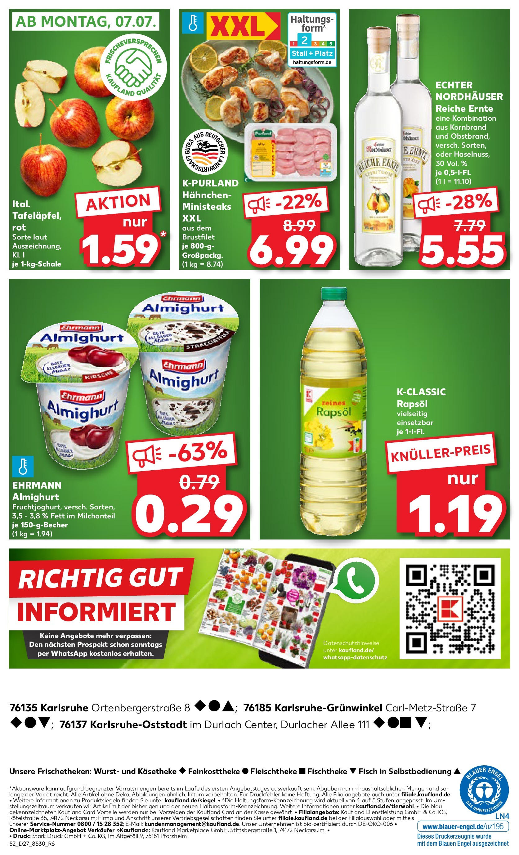 Prospekt Kaufland ab 03.07.2025 » Angebote und Werbung Online | Seite: 52 | Produkte: Hahnchen, Ehrmann almighurt, Rapsöl, Wurst Prospekt Kaufland ab 03.07.2025 » Angebote Online zum Blättern | Seite: 52 | Produkte: Hahnchen, Ehrmann almighurt, Rapsöl, Wurst