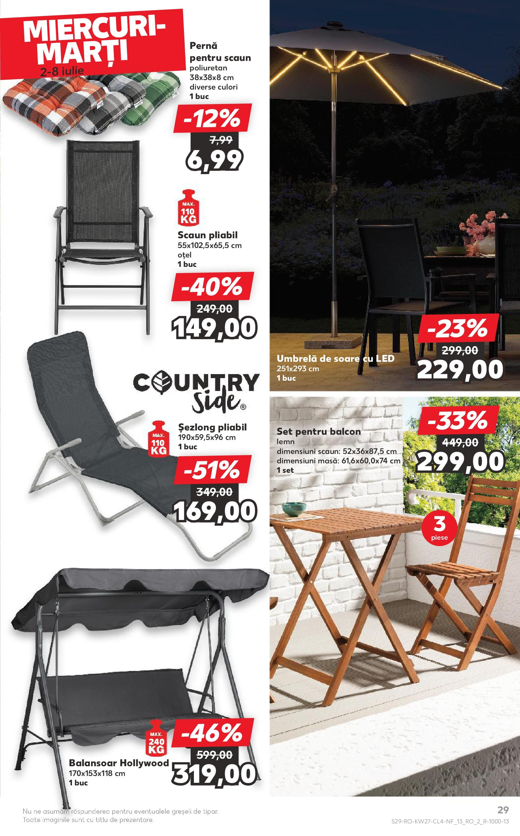 Catalog Kaufland - Râmnicu Vâlcea Nonfood 02.07.2025 - Revista si Oferta | Pagină: 29 | Produse: Umbrelă, Pernă, Șezlong, Balansoar