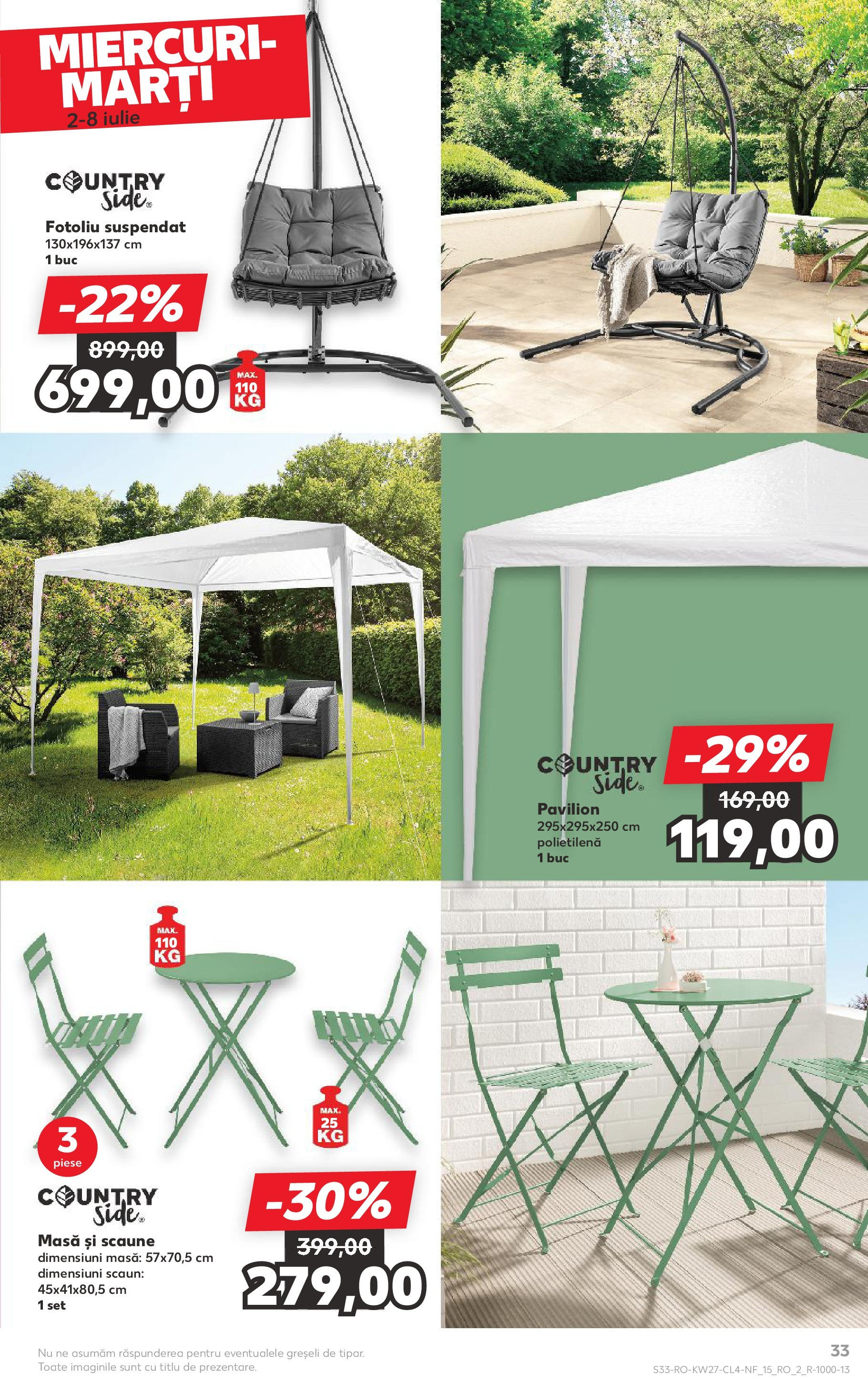 Catalog Kaufland - Râmnicu Vâlcea Nonfood 02.07.2025 - Revista si Oferta | Pagină: 33 | Produse: Fotoliu, Masă, Scaun, Pavilion