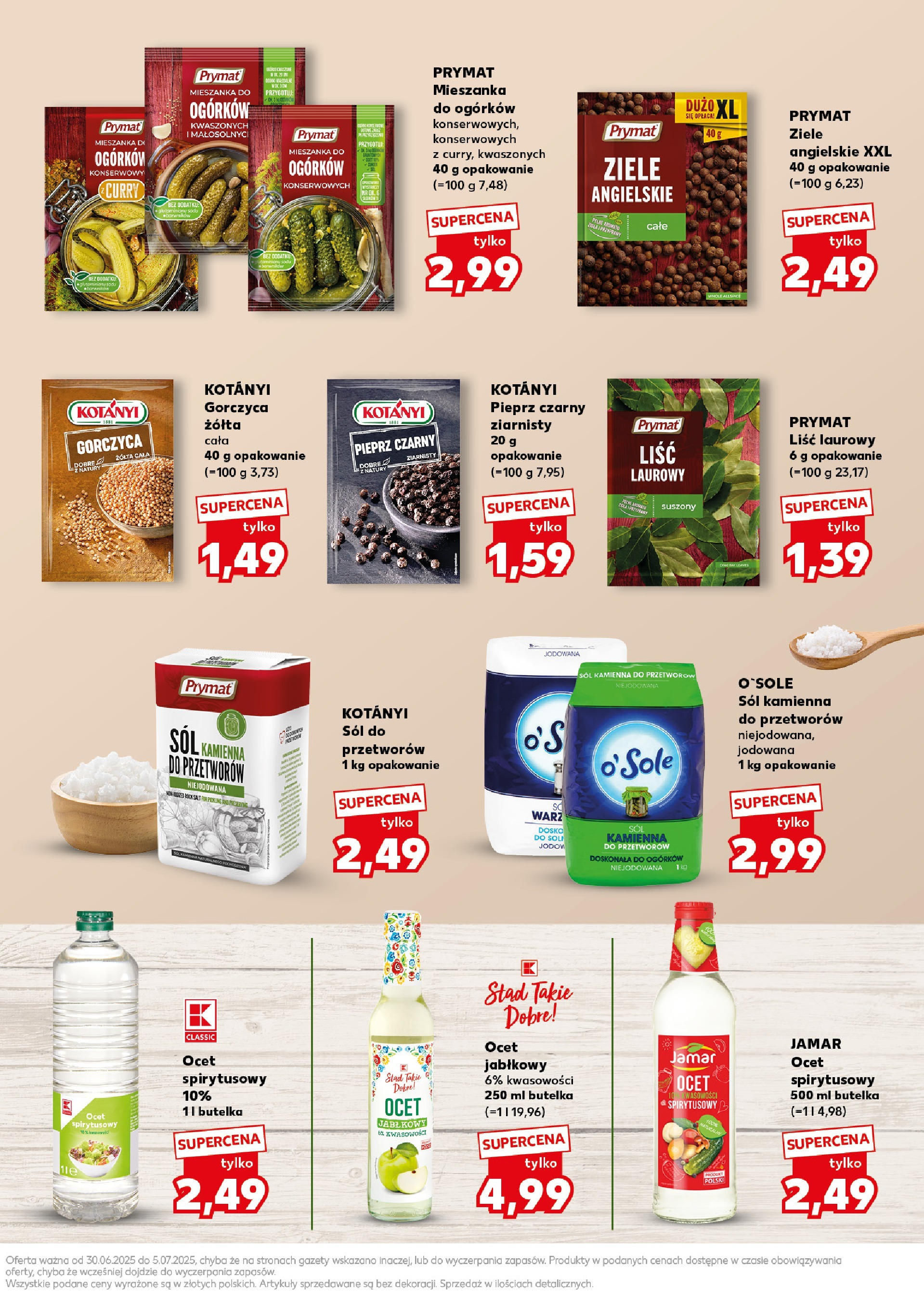 Kaufland gazetka - Przetwory od 30.06.2025 - od jutra PDF | Strona: 13 | Produkty: Ziele angielskie, Ocet, Gorczyca, Ocet jabłkowy