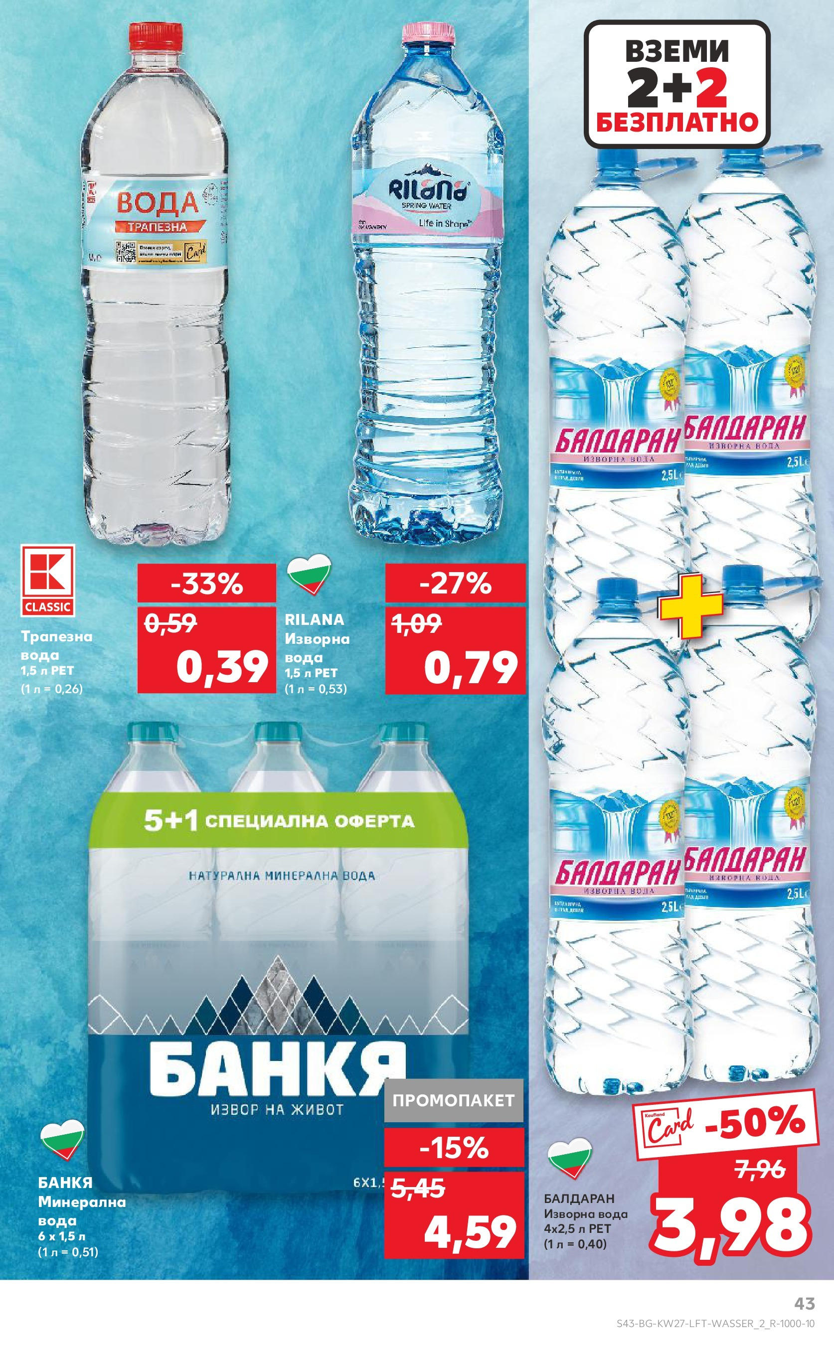Нова Кауфланд брошура от 29.06.2025 - Кауфланд - Избери качество на топ цени в Kaufland с валидност до 06.07 | Страница: 43 | Продукти: Вода, Минерална вода, Изворна вода Нова Кауфланд брошура от 29.06.2025 - Кауфланд - Избери качество на топ цени в Kaufland с валидност до 06.07 | Страница: 43 | Продукти: Вода, Минерална вода, Изворна вода