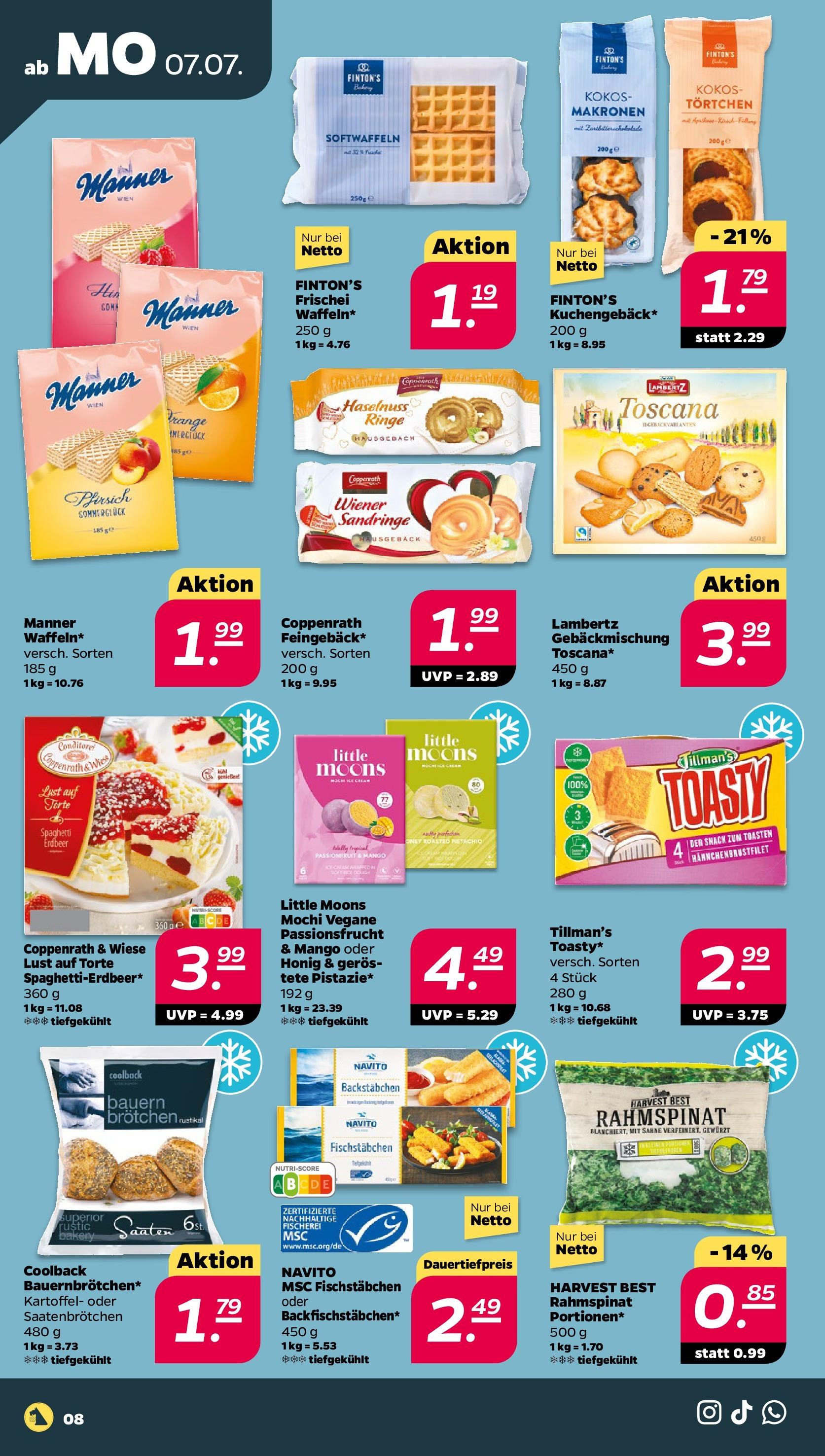Netto - Netto APS : Wochenangebote ab 06.07.2025 → Angebote nächste Woche | Seite: 10 | Produkte: Fischstabchen, Mango, Sahne, Mochi