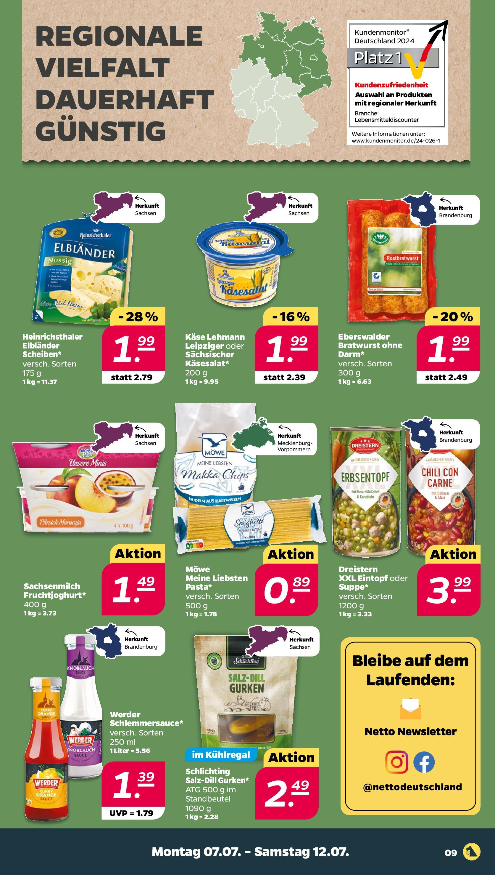 Netto - Netto APS : Wochenangebote ab 06.07.2025 → Angebote nächste Woche | Seite: 11 | Produkte: Käse, Pasta, Nudeln, Chips