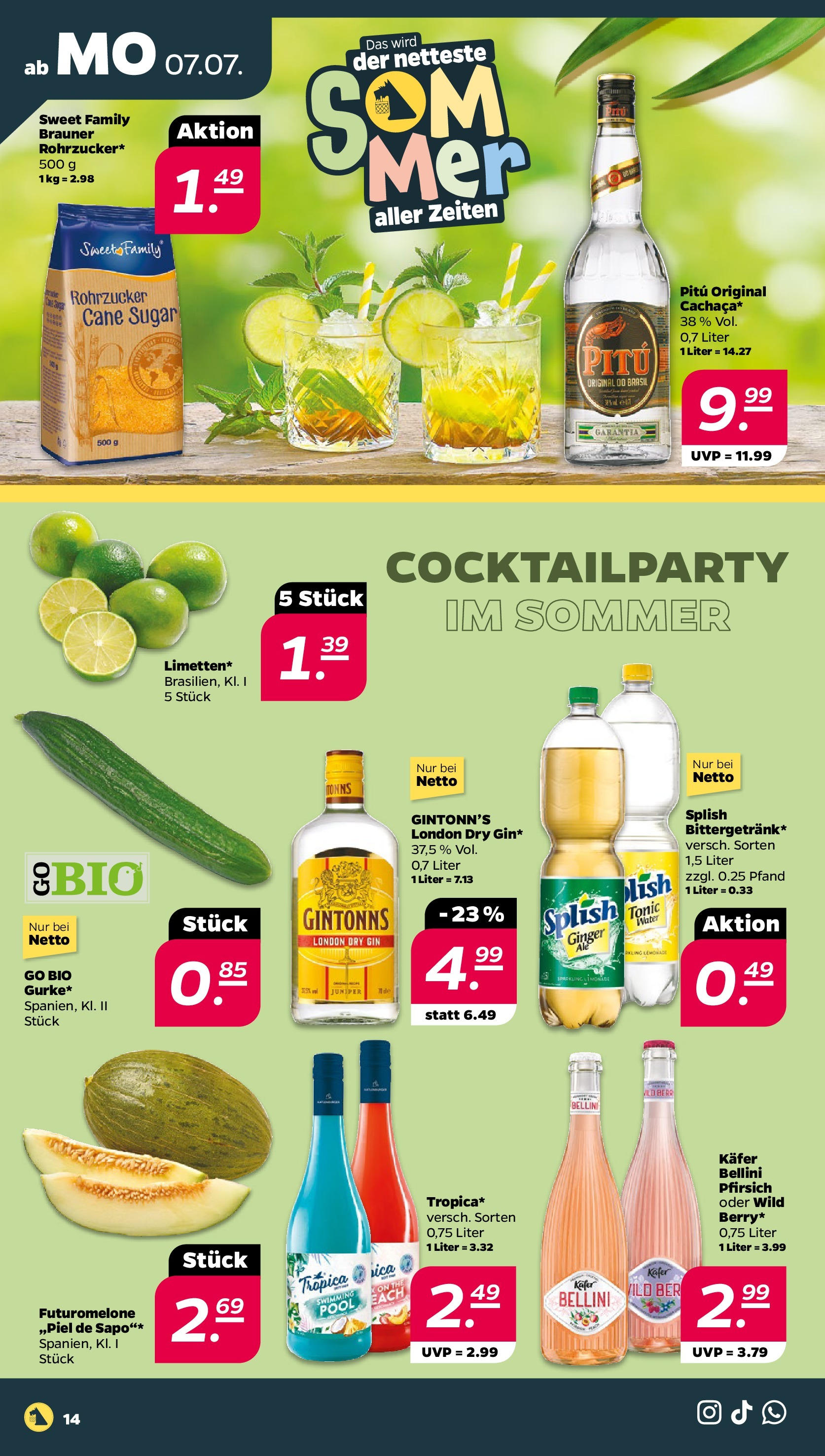 Netto - Netto APS : Wochenangebote ab 06.07.2025 → Angebote nächste Woche | Seite: 16 | Produkte: Limonade, Pfirsich, Gin