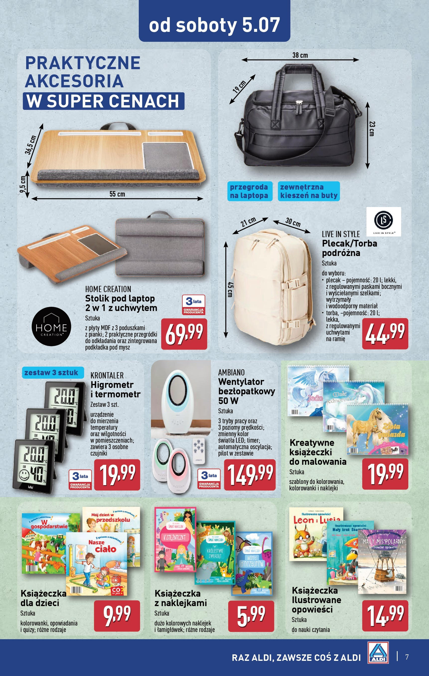 Aldi - Aldi Non food Sobota ważne do 5.07 od 04.07.2025 - Ulotka PDF, promocje | Strona: 7 | Produkty: Mysz, Plecak, Wentylator, Naklejki